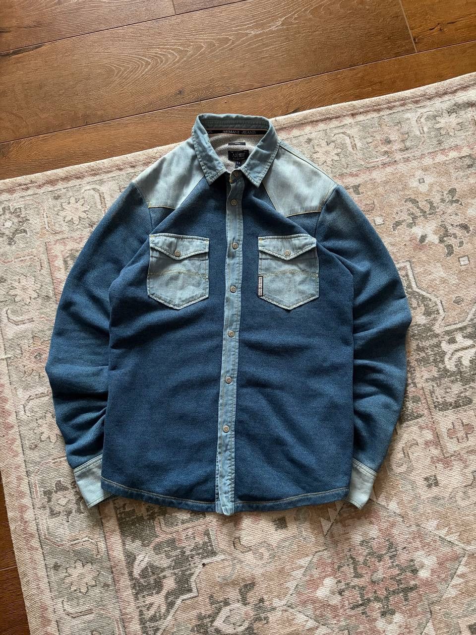 Armani Armani Jeans Western Style Denim Shirt Jacket Blue Vintage Size US M / EU 48-50 / 2 - 1 Thumbnail