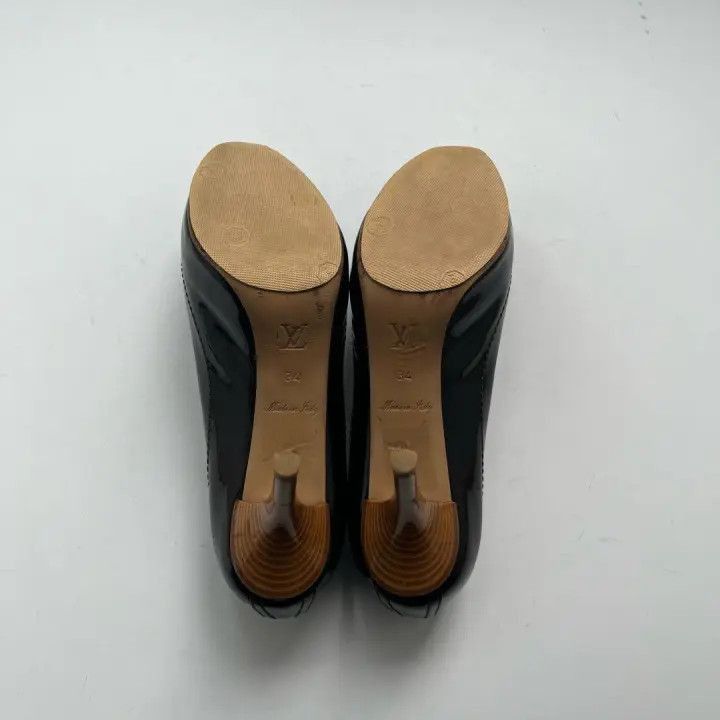 Louis Vuitton Louis Vuitton Black Checkered Peep-Toe Heels -2508 Size US 4 / IT 34 - 4 Thumbnail