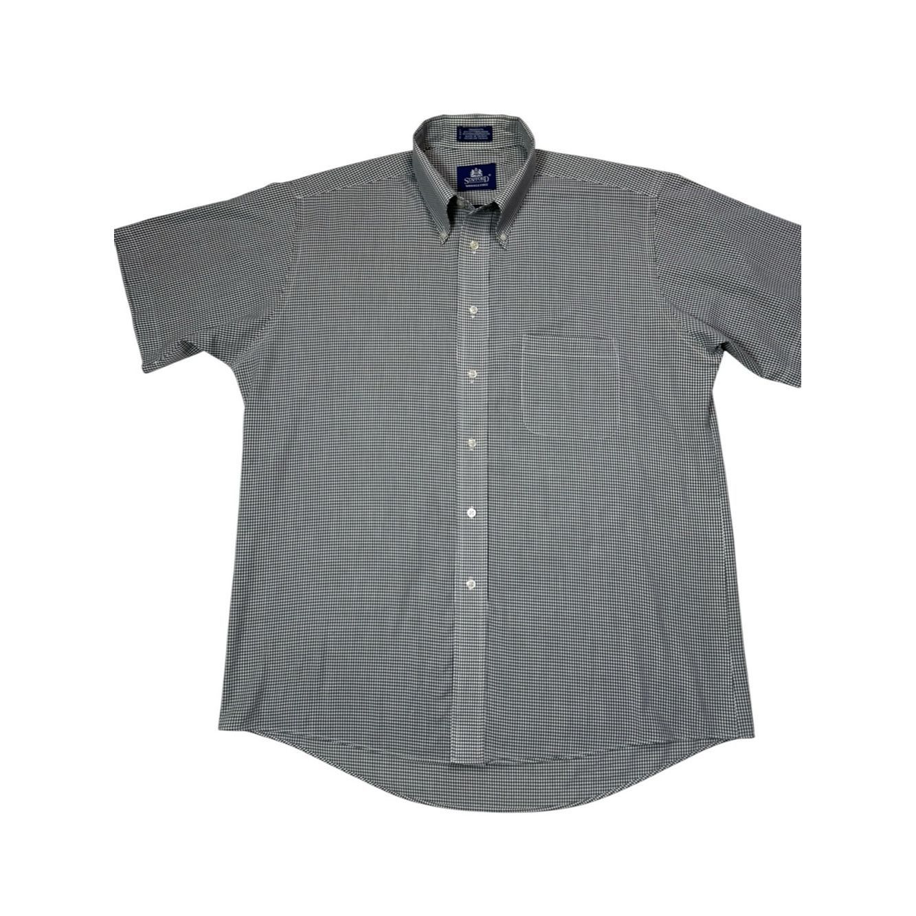 Stafford Stafford Black White Check Short Sleeve Button Down Wrinkle Size US M / EU 48-50 / 2 - 2 Thumbnail