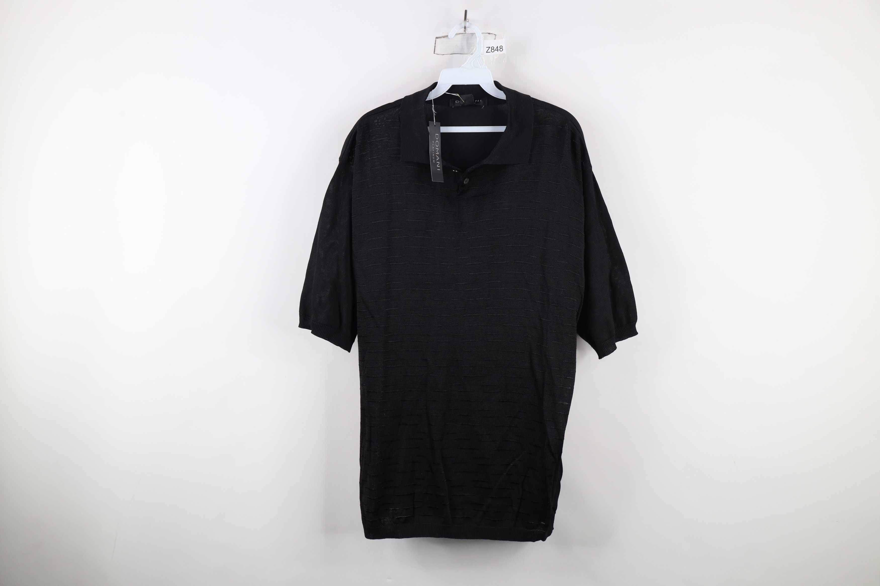 Vintage Deadstock Vintage 90s Streetwear Knit Collared Polo Black Size US XXL / EU 58 / 5 - 1 Thumbnail