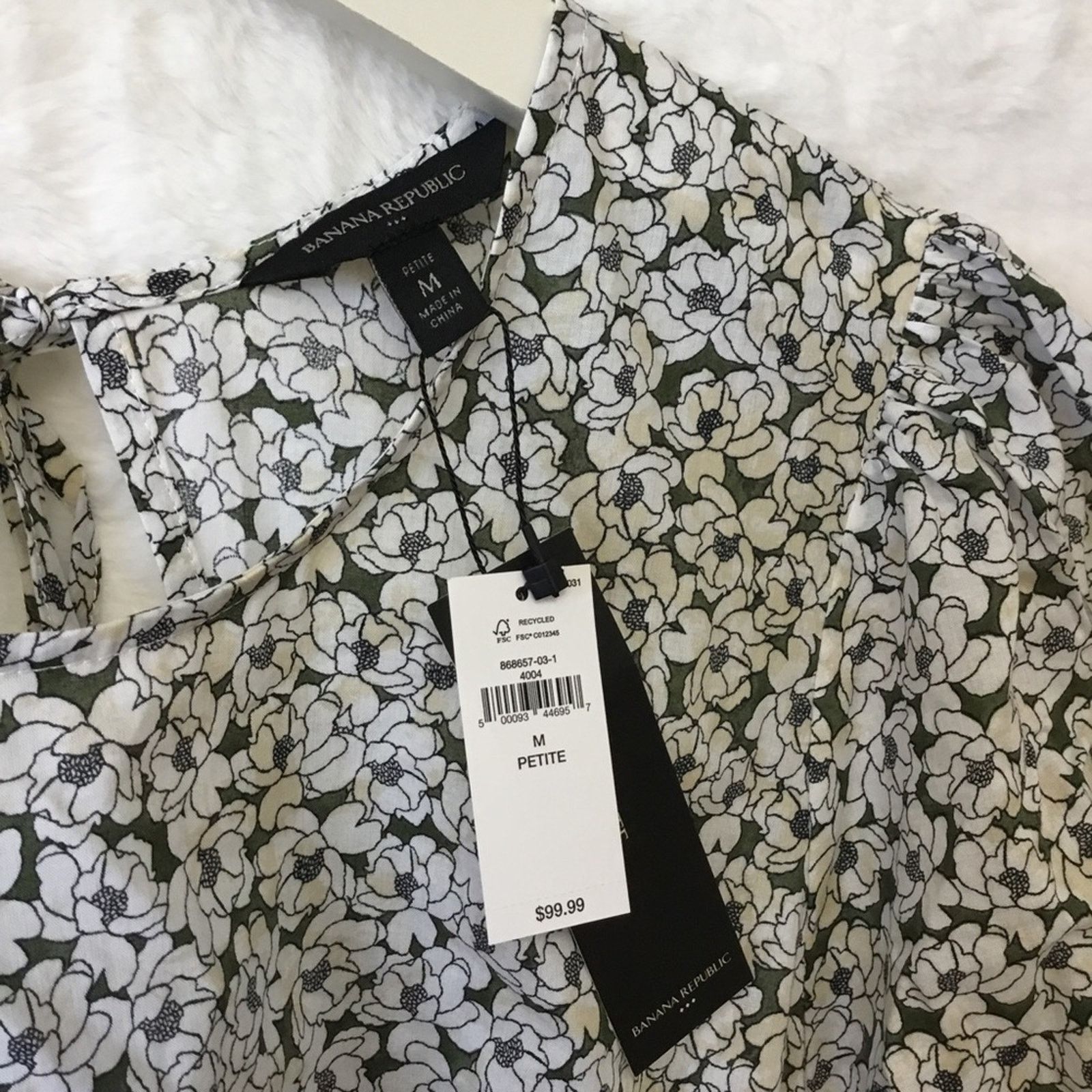 Banana Republic Banana Republic Floral Puff-Sleeve Belted Cotton Dress Size M / US 6-8 / IT 42-44 - 5 Thumbnail