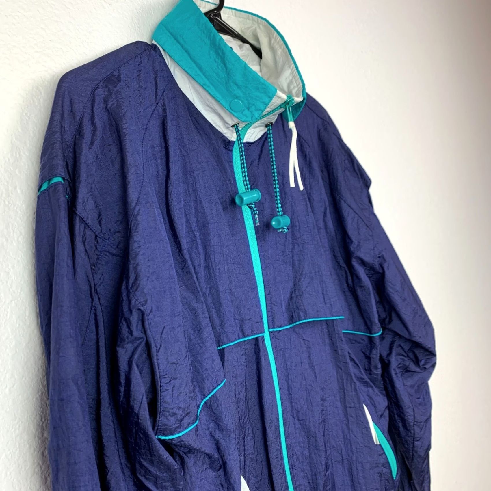 ESPIRIT Vintage Pro Spirit Windbreaker Jacket Mens Medium Blue Lightweight Nylon Polyester Blend Size US M / EU 48-50 / 2 - 6 Thumbnail