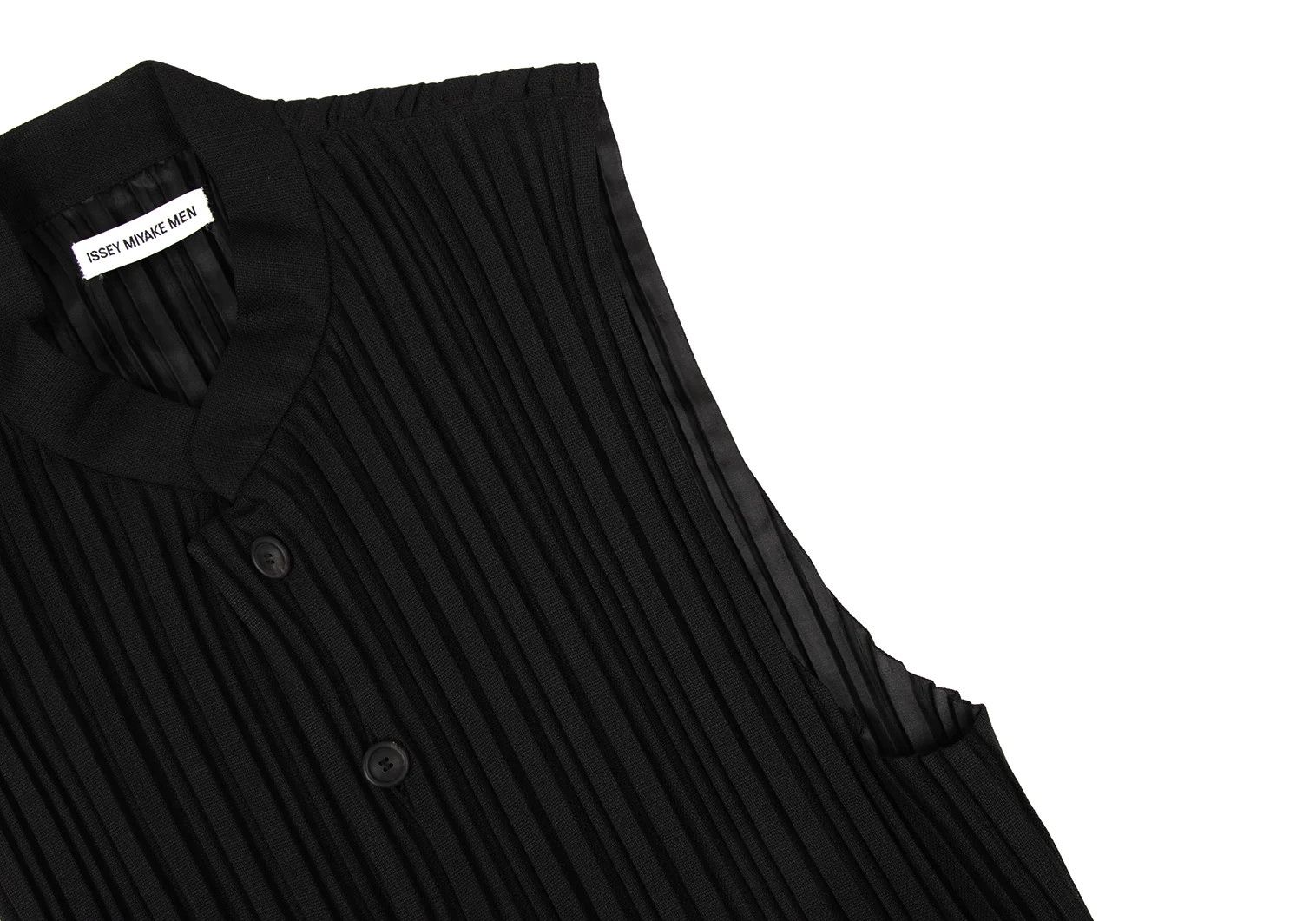 Issey Miyake Pleated Stand Collar Vest in Black XL Size US XL / EU 56 / 4 - 6 Thumbnail