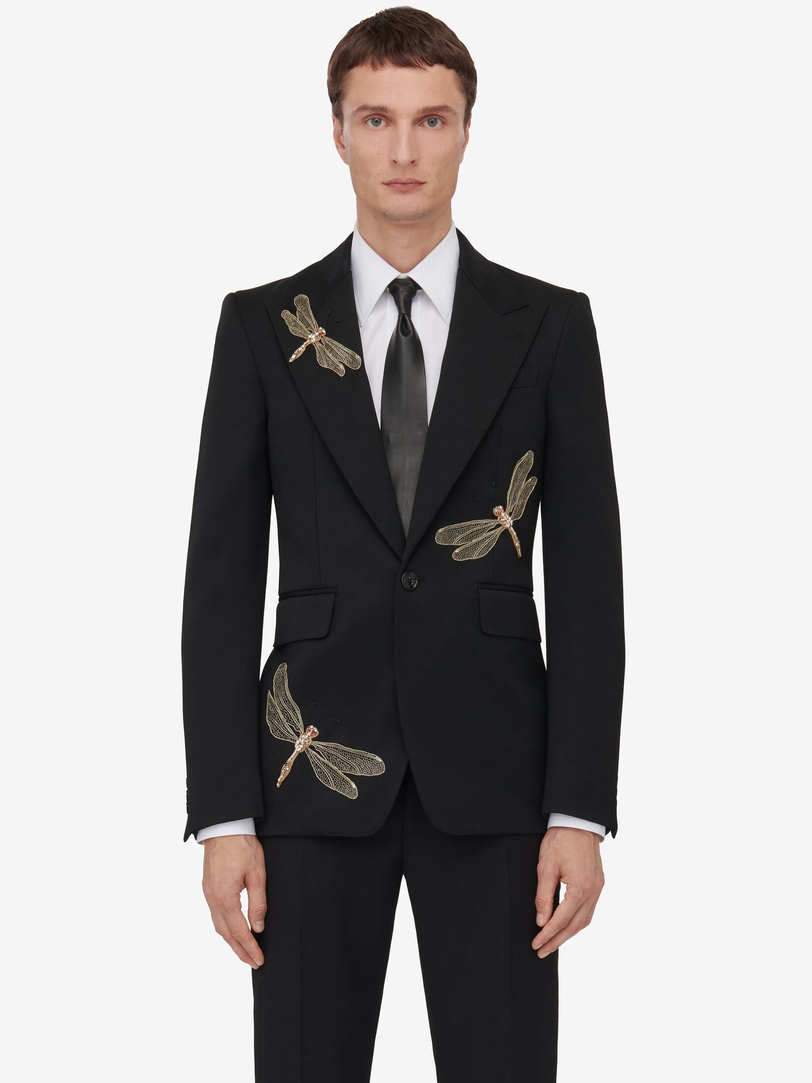 Alexander McQueen o1w1db10725 Dragonfly Applique Single-Breasted Jacket Black Size US M / EU 48-50 / 2 - 5 Thumbnail