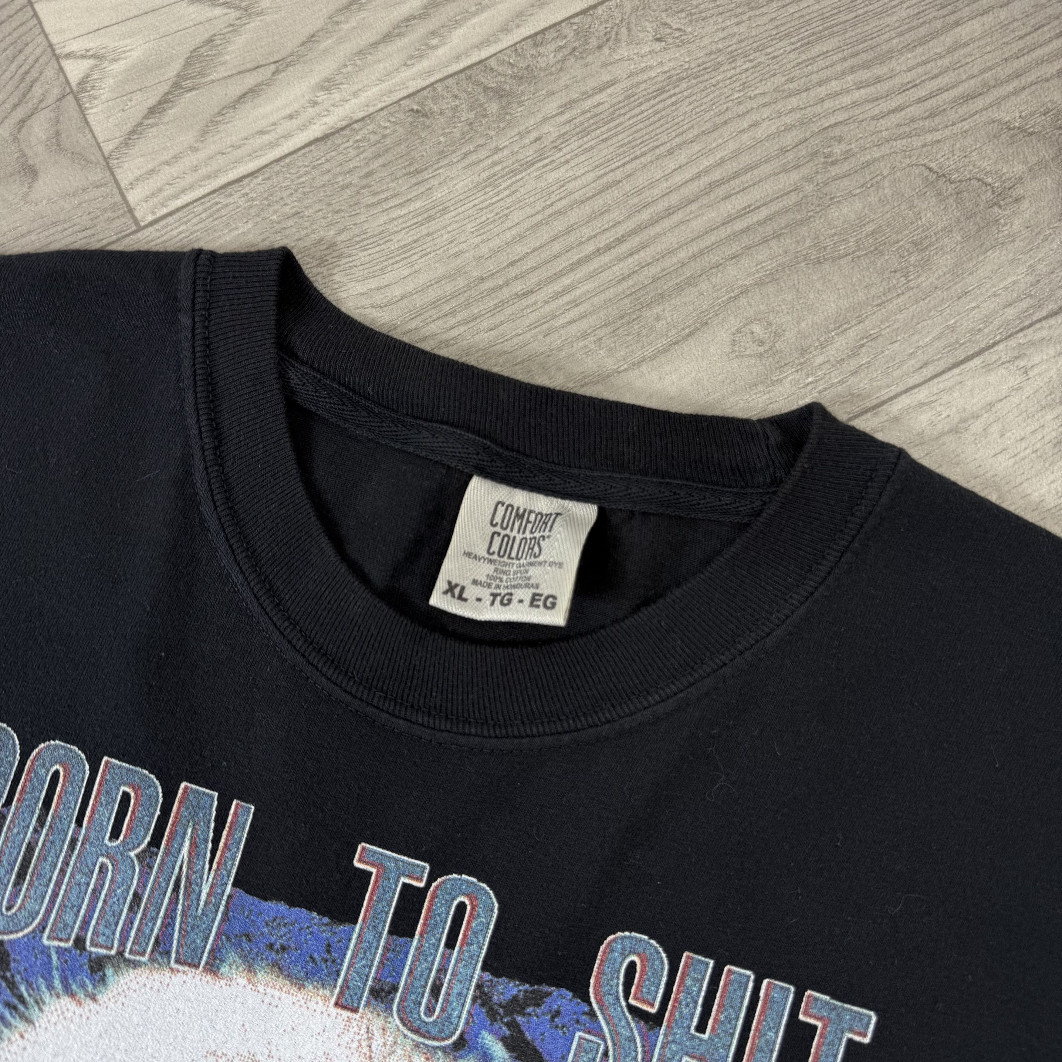 Vintage Vintage Born to Shit Forced to Wipe Humor Black Tee Shirt Size US XL / EU 56 / 4 - 8 Thumbnail