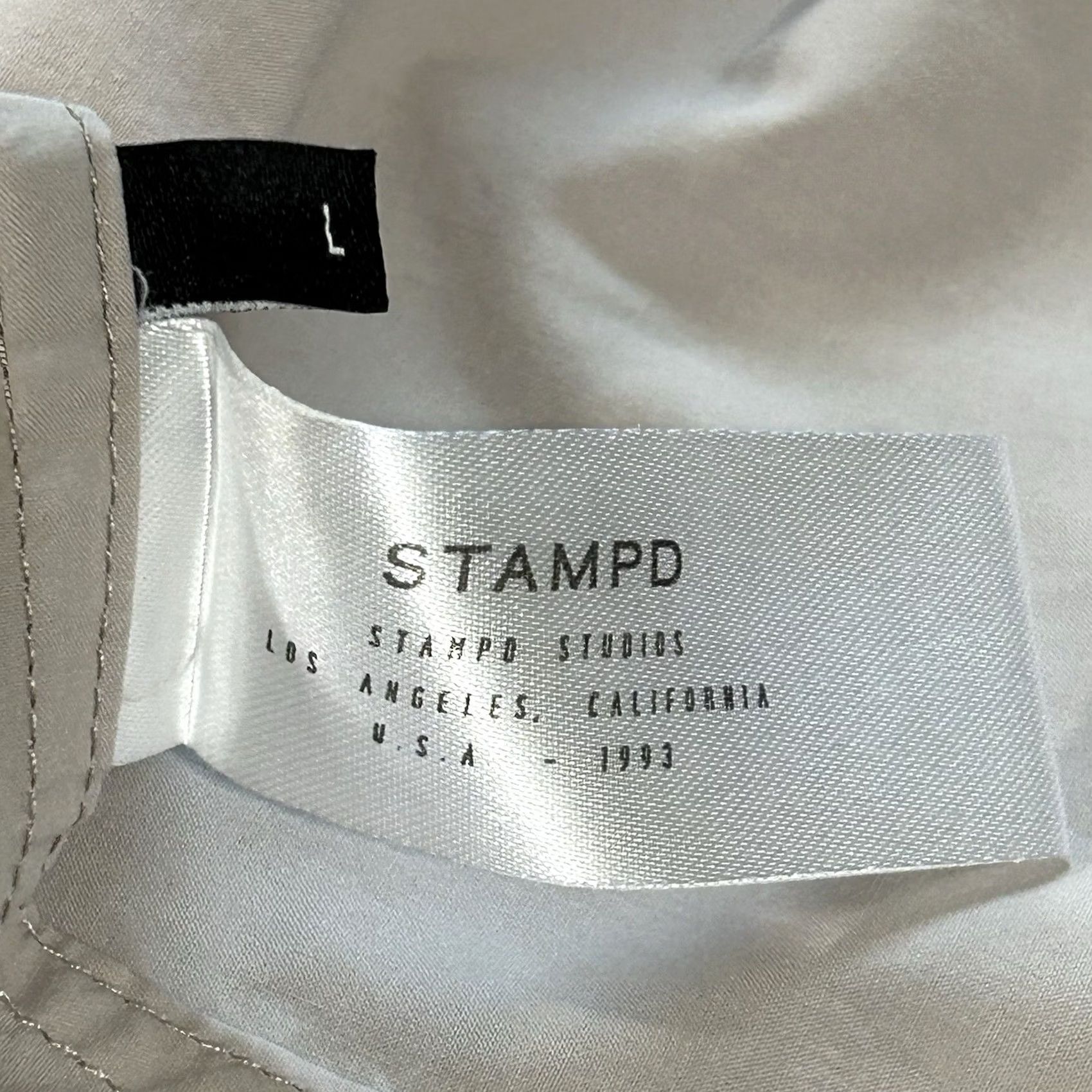 Stampd Stampd Storm Dress Shirt Button-Up Long Sleeve Men’s Large Tan Knit Cotton Solid Casual Workwear Urban Fashion 90s Style Mens Size 42R - 6 Thumbnail
