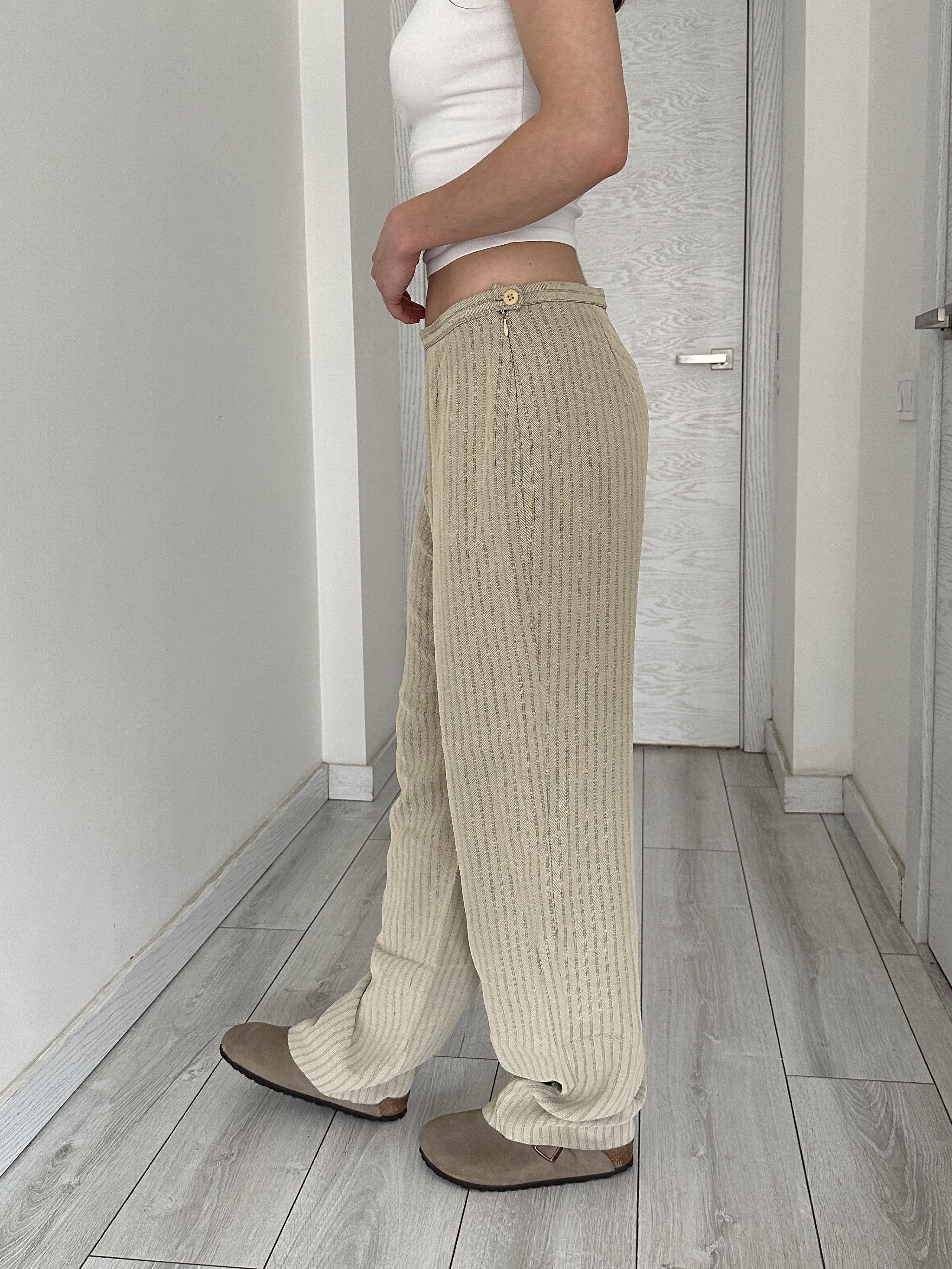 Max Mara Max Mara Beige Striped Dress Pants Trousers Size 34" / US 12 / IT 48 - 3 Thumbnail