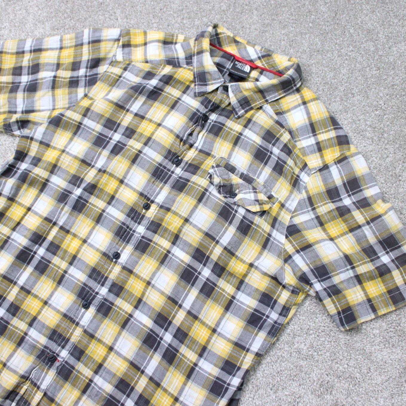 The North Face The North Face Shirt Mens XL Yellow/Gray Plaid 100% Cotton Short Sleeve Button Size US XL / EU 56 / 4 - 3 Thumbnail