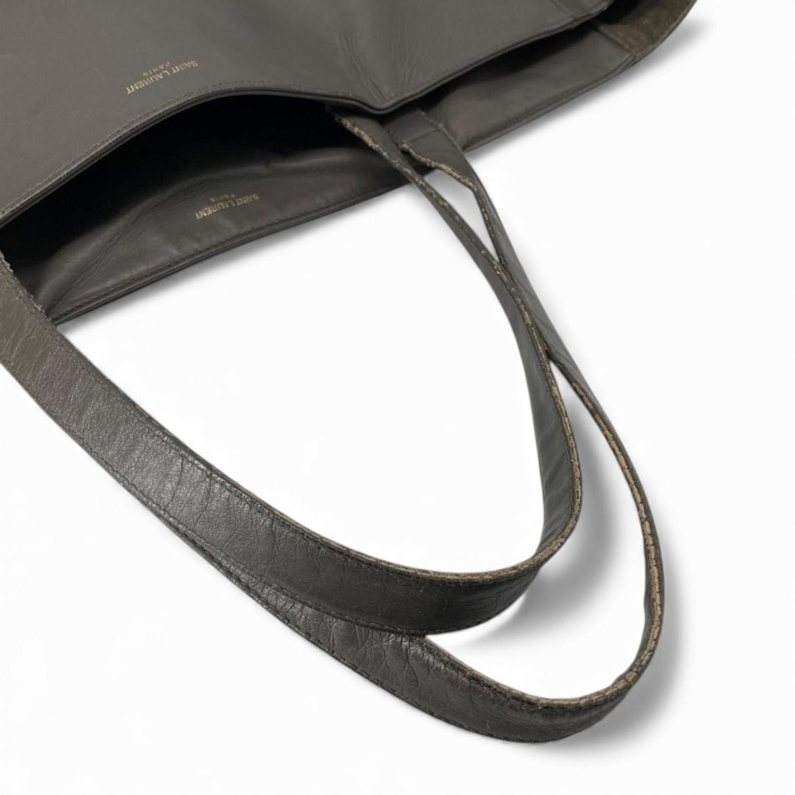 Saint Laurent Paris Saint Laurent - Grey Leather Tote Bag Pouch Size ONE SIZE - 7 Thumbnail