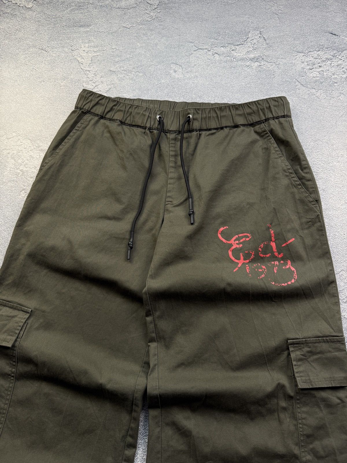 Ed Hardy Ed Hardy Pants Olive Logo Wide Leg Cargo Baggy Drill Size US 32 / EU 48 - 4 Thumbnail