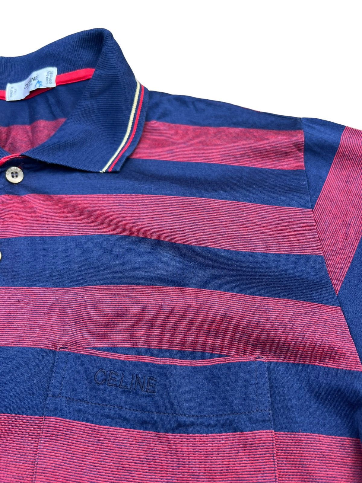 Celine Vintage Celine Paris Made in Italy Border Striped Polo Shirt Size US S / EU 44-46 / 1 - 5 Thumbnail