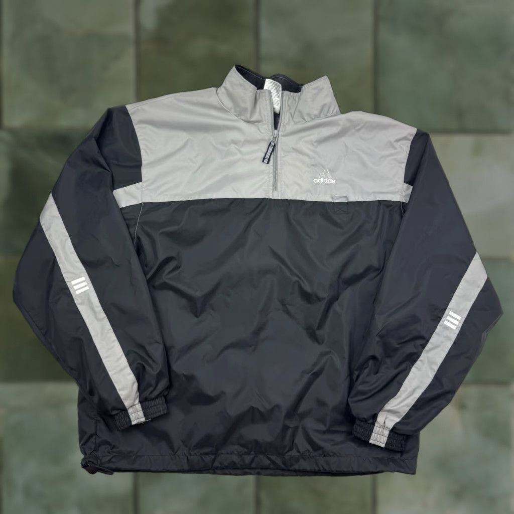 Adidas VINTAGE Adidas Windbreaker Jacket Adult Large Full Zip Collared Y2K Lightweight Black Men L Windbreaker 90s Sports Mens Size US L / EU 52-54 / 3 - 1 Thumbnail