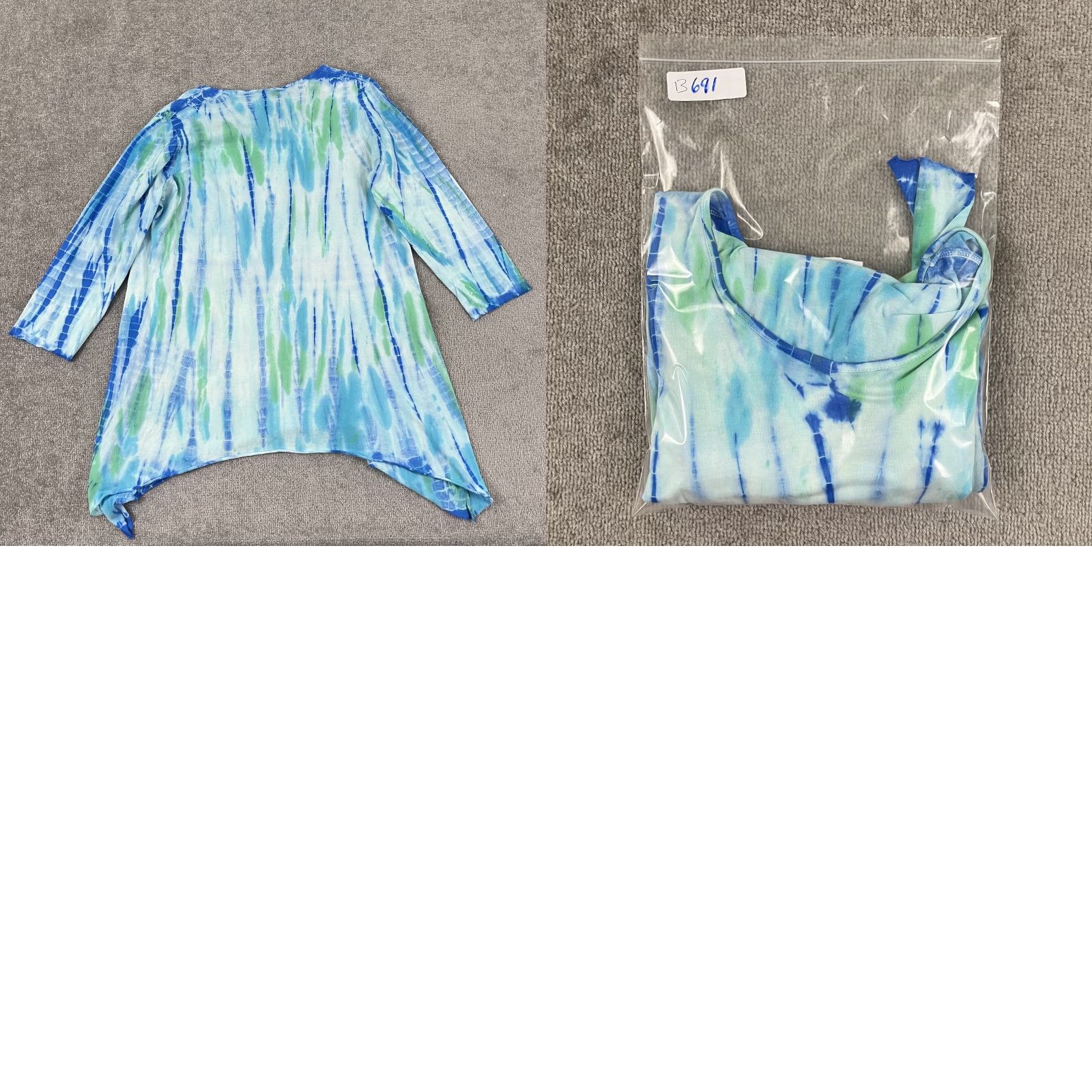 Vintage LULU-B Blouse Womens Medium Blue Green White Tie Dye Tunic Top Round Neck Preppy Size M / US 6-8 / IT 42-44 - 8 Thumbnail