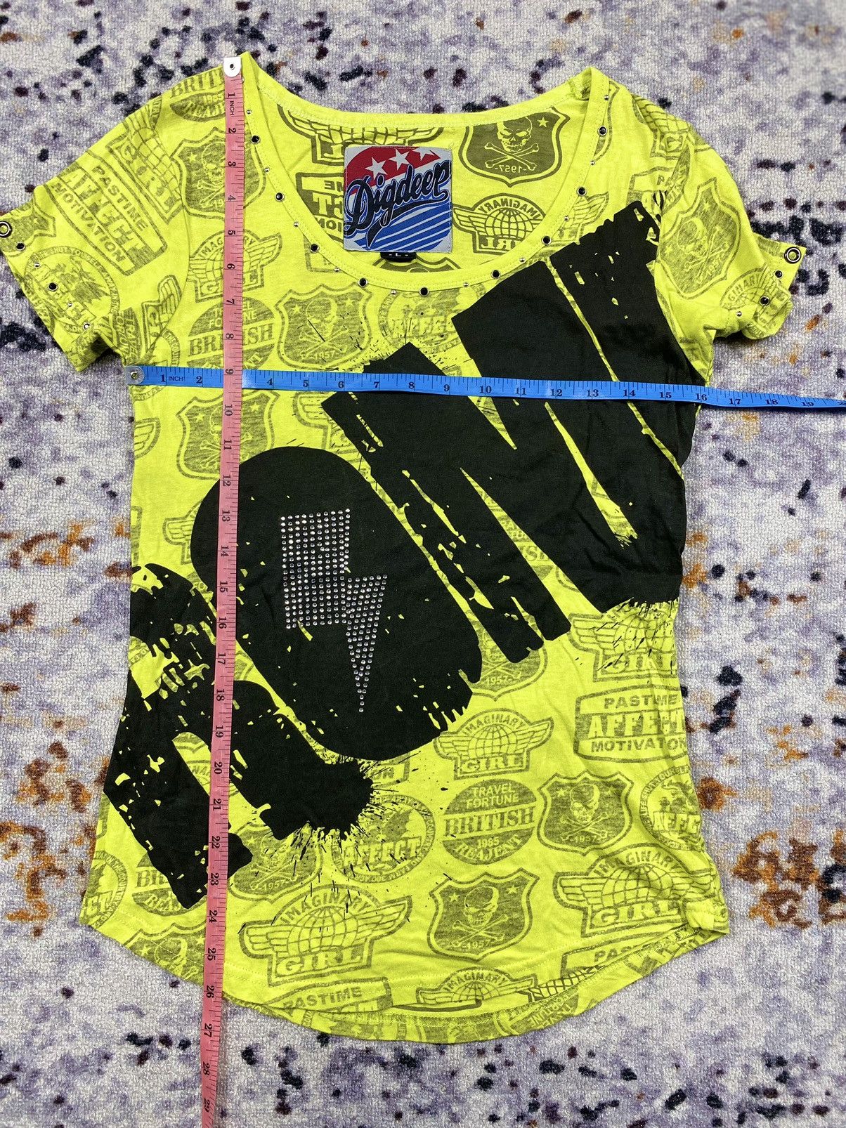 Japanese Brand Gothic y2k Crazzy studded japanese Digdeep t-shirt Size US L / EU 52-54 / 3 - 6 Thumbnail