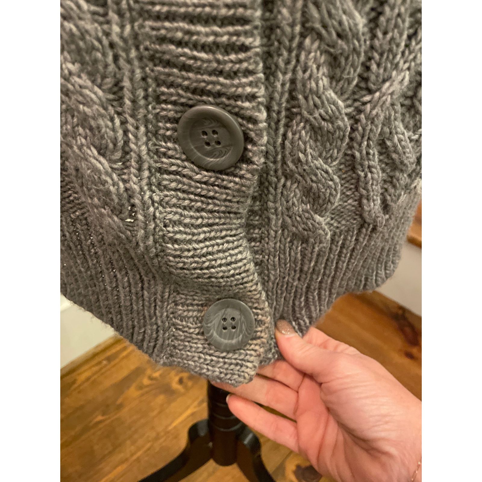 Zara Zara Knit Chunky Cable Knit Wool Blend Gray Cardigan, S Size S / US 4 / IT 40 - 5 Thumbnail