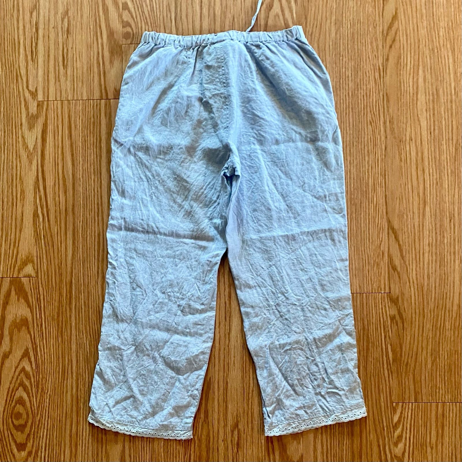 Other Sigrid Olsen SO Blue Cropped Linen Pants Womens Petite Small Size 28" / US 6 / IT 42 - 8 Thumbnail
