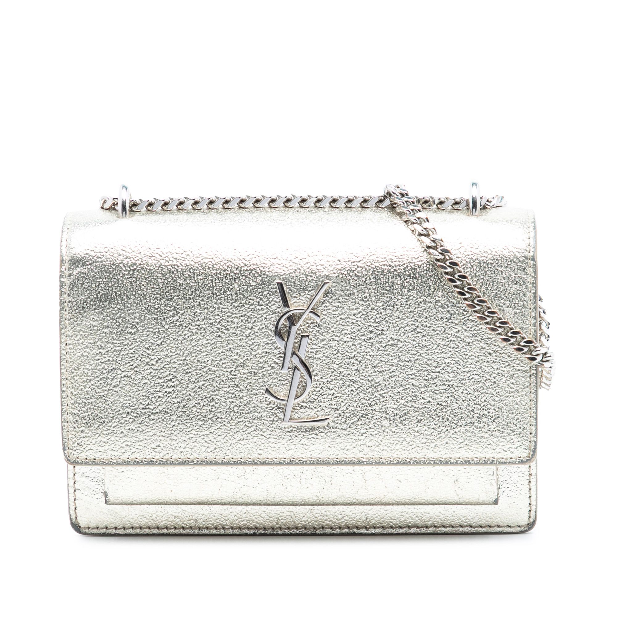 Yves Saint Laurent Mini Metallic Calfskin Monogram Sunset Wallet on Chain