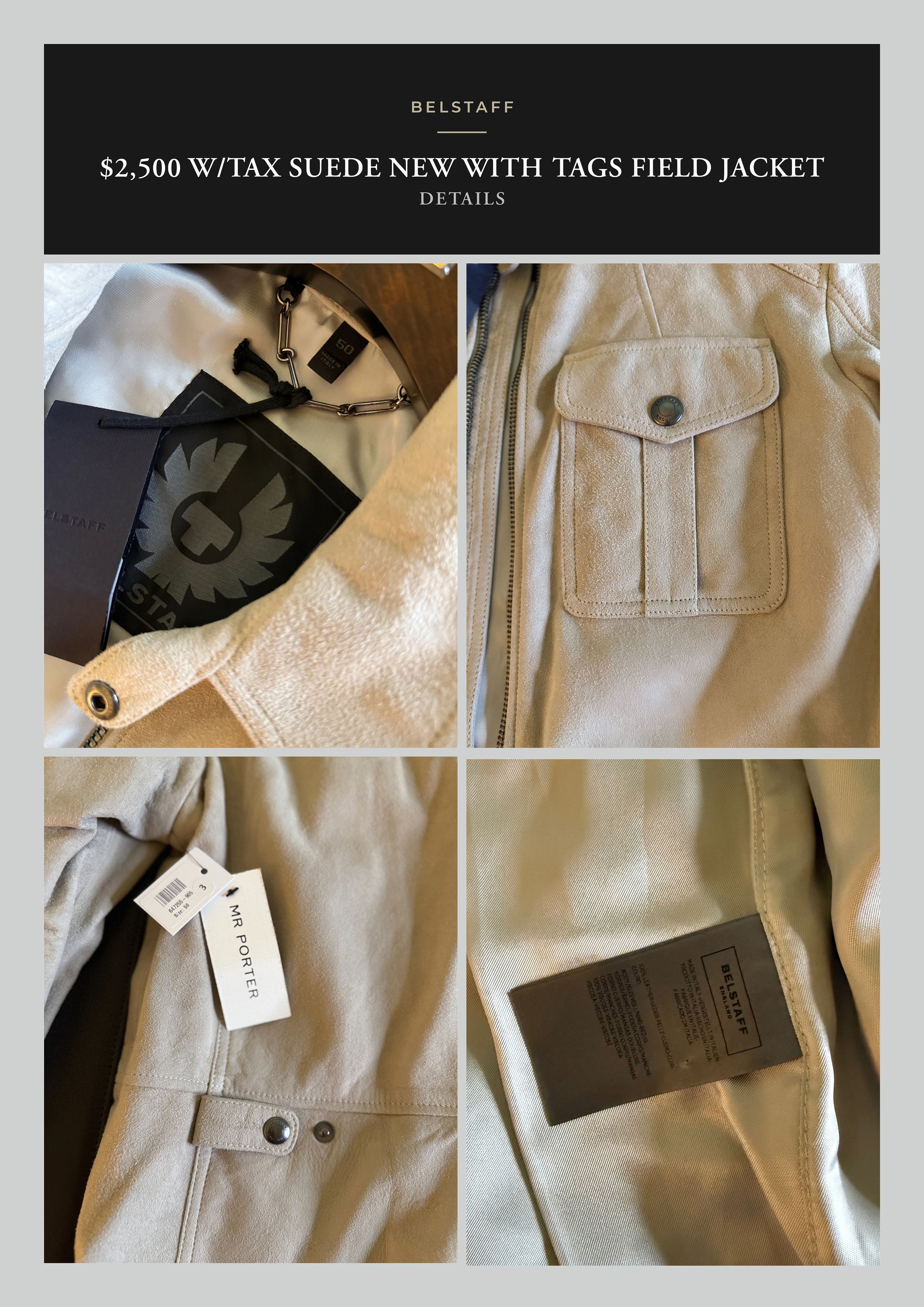Belstaff Coveted, Badass New $2,500 BELSTAFF Beige Suede Field Jacket Size US M / EU 48-50 / 2 - 19 Thumbnail