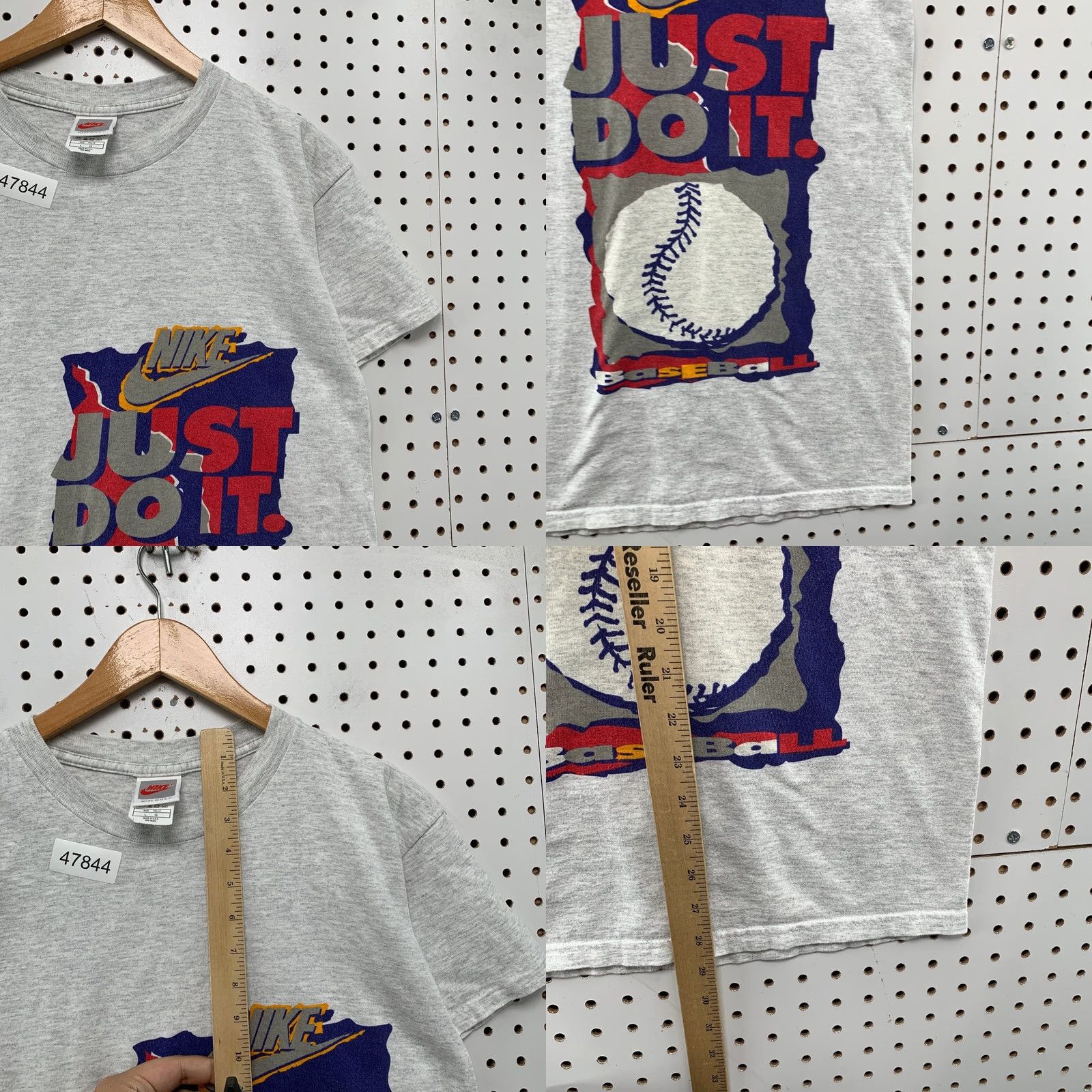 Nike VINTAGE Nike Baseball T Shirt Mens L Gray Just Do It 90s USA Nike Shirt Mens Large Gray 90s Size US L / EU 52-54 / 3 - 8 Thumbnail