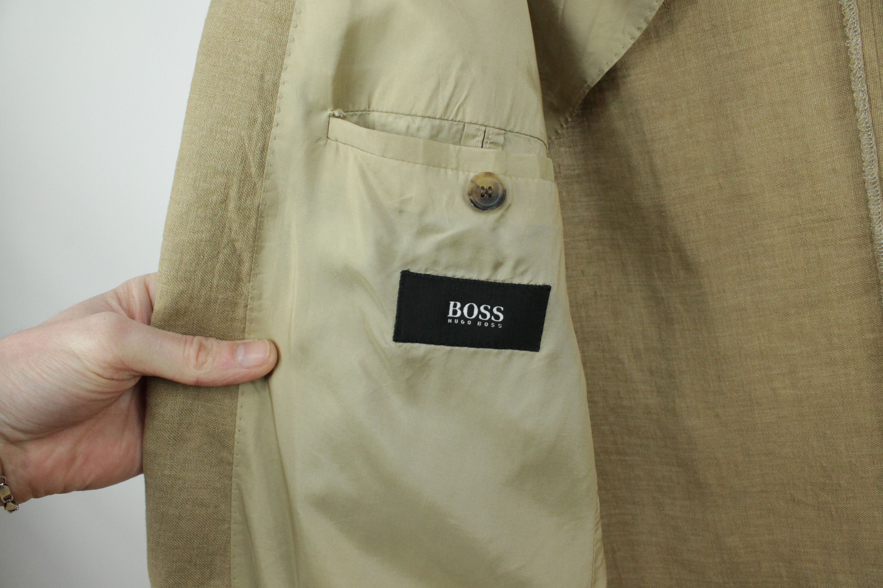 Designer × Hugo Boss × Vintage Vintage Hugo Boss Beige Linen Relaxed Fit Sport Coat Blazer Size US M / EU 48-50 / 2 - 8 Thumbnail