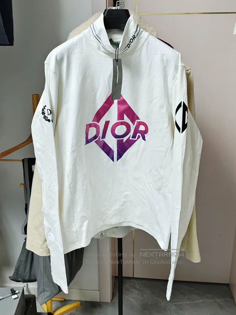 Dior Dior SS22 Letter Logo Printed Stand-up Collar Knitted Swea Size US L / EU 52-54 / 3 - 1 Thumbnail