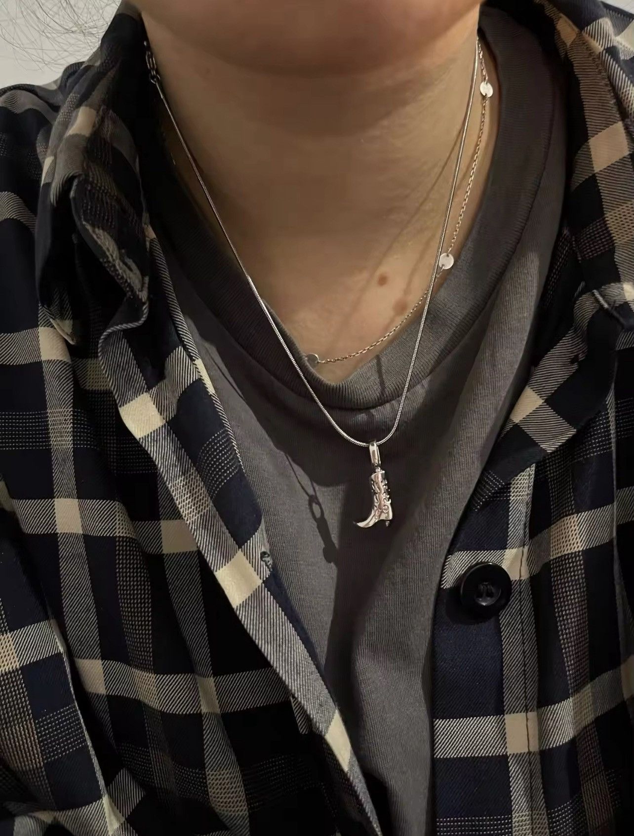 Jewelry Denim Boots Pendants Necklaces in Silver, Men's