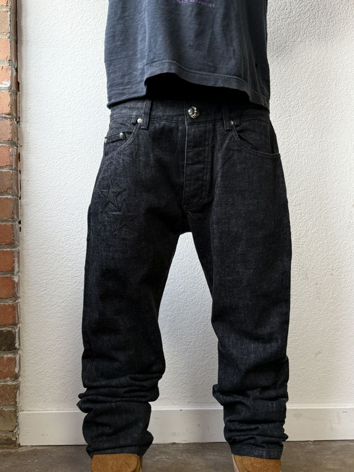 Chrome Hearts Chrome Hearts Multi Star Patch Selvedge Jeans Size US 31 - 1 Thumbnail