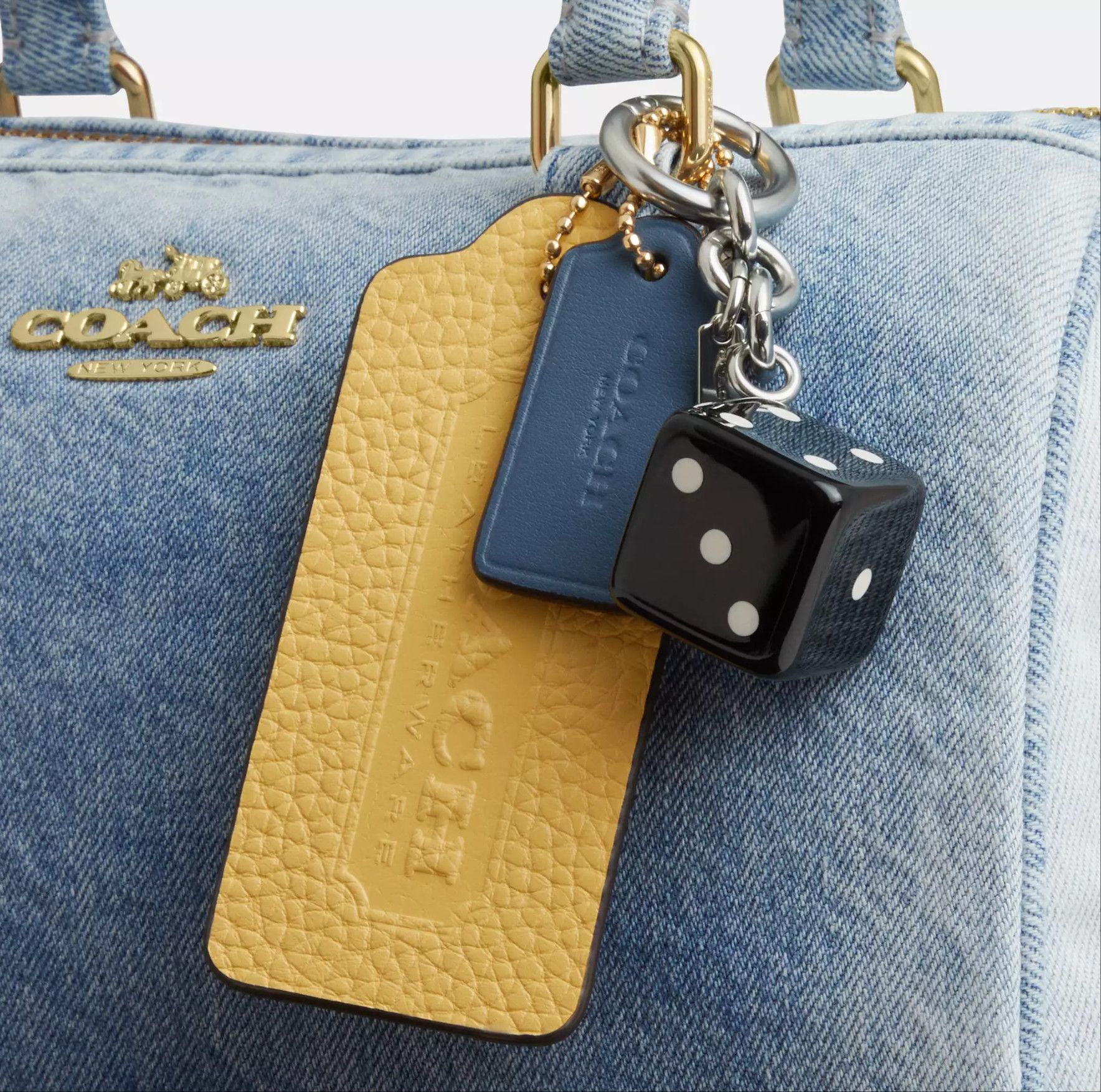 Coach Rowan Satchel Bag In Loved Denim With Charms CDY74 Size ONE SIZE - 15 Thumbnail