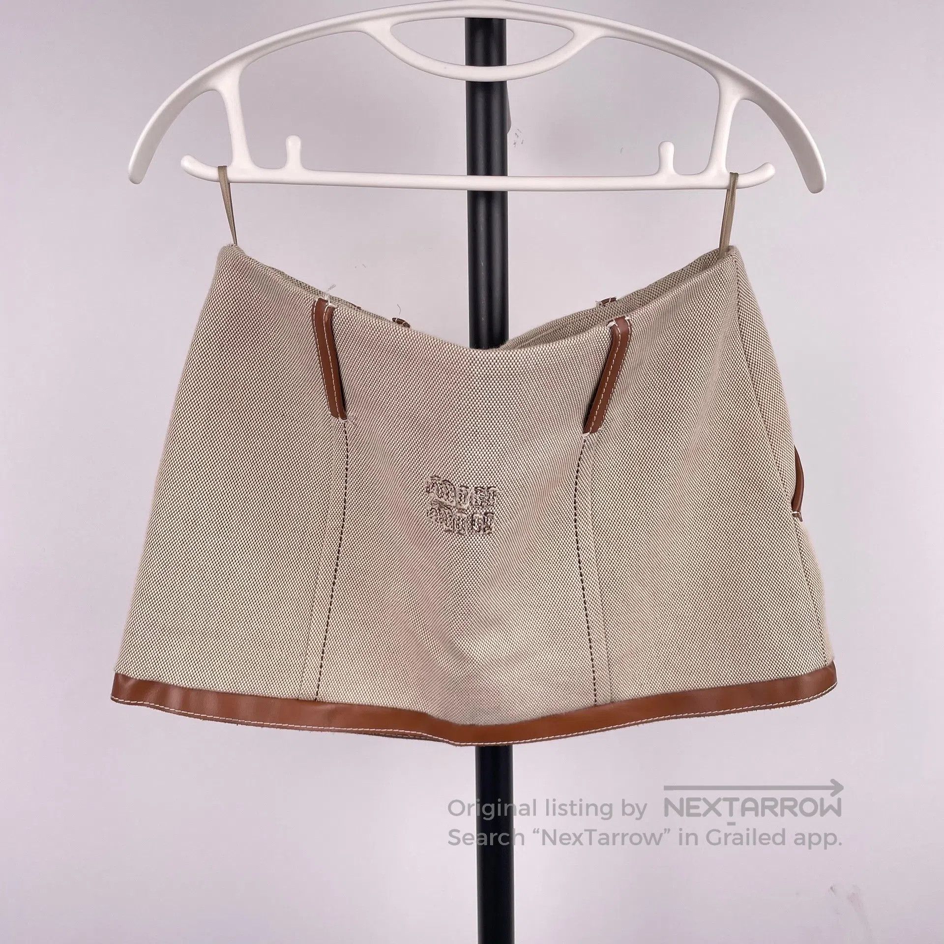 Miu Miu Miu Miu Leather trimmed embroidered logo casual short skir Size 35" - 2 Thumbnail