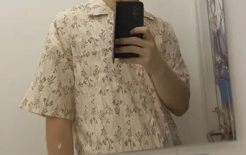 Other Leaves Design Beige Button Up Shirt Size US L / EU 52-54 / 3 - 2 Thumbnail