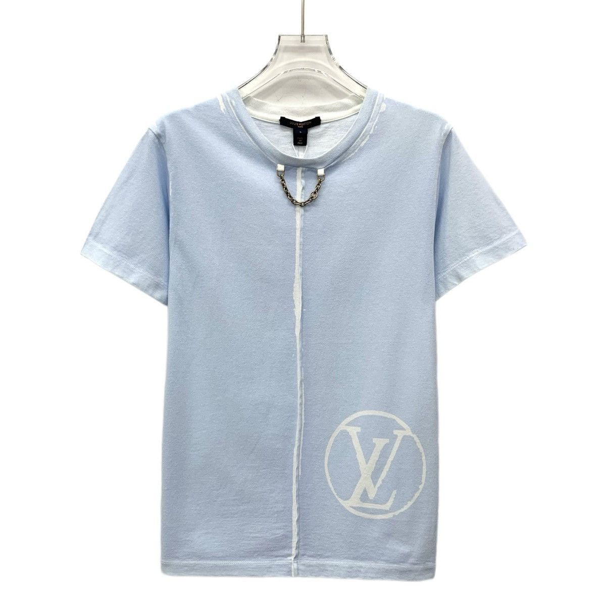 Louis Vuitton Blue Short Sleeve Shirt with Chain Detail Size US S / EU 44-46 / 1 - 1 Thumbnail