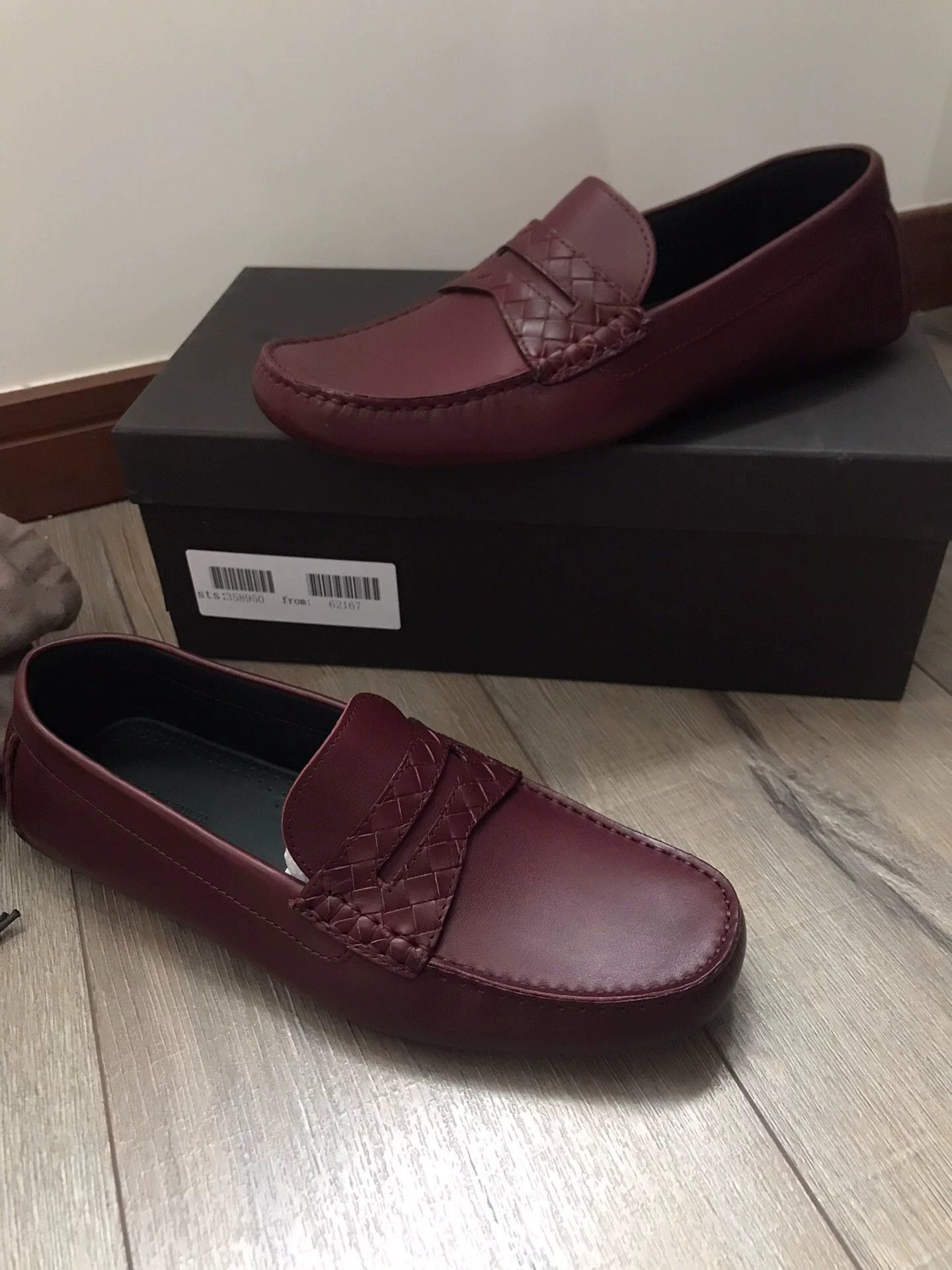 Bottega Veneta BV Burgundy Woven & Leather Driving Shoe 42.5 Size US 9.5 / EU 42-43 - 6 Thumbnail