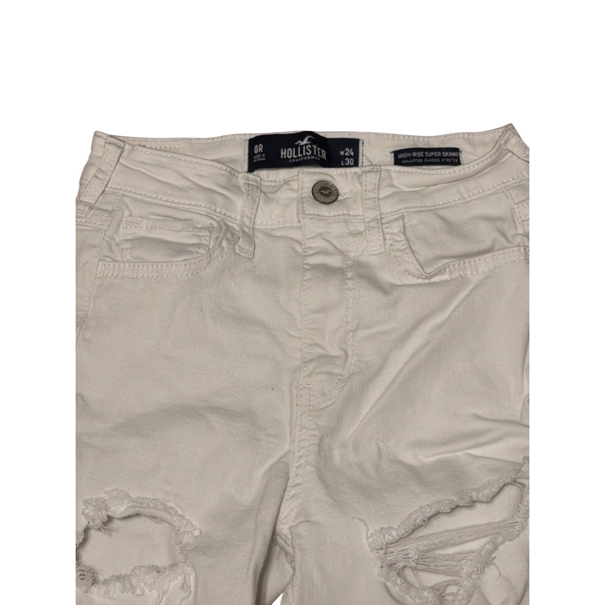 Hollister Hollister White High Rise Super Skinny Distressed Jeans Dest Size 22" - 3 Thumbnail