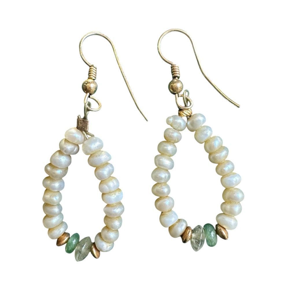 Other 10 Karat 10K Yellow Gold Genuine Pearl Hoop Dangle Dainty Ea Size ONE SIZE - 1 Thumbnail