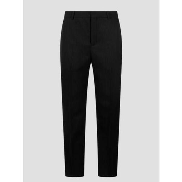 Saint Laurent Paris o1s1wg111124 High-Waisted Pants in Striped Wool in Black Size US 38 / EU 54 - 2 Thumbnail