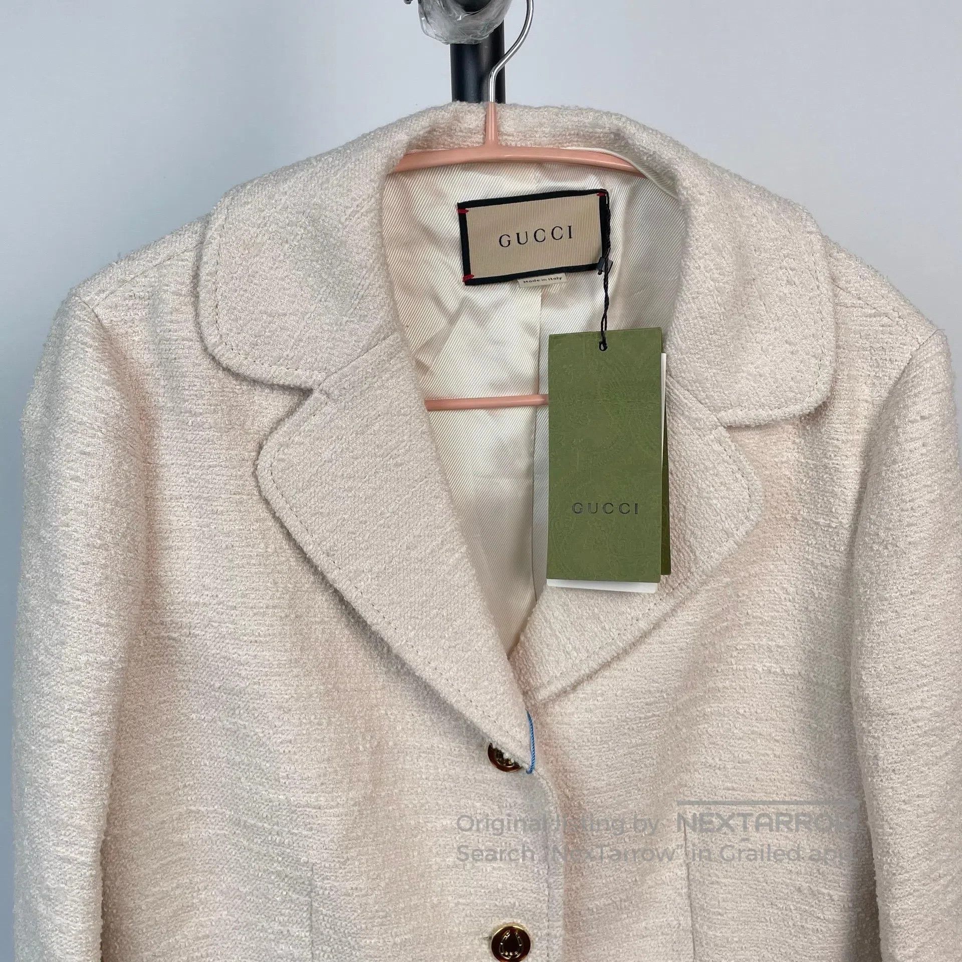 Gucci Guicci Ivory white lapel single-breasted long-sleeve tweed Size M / US 6-8 / IT 42-44 - 2 Thumbnail