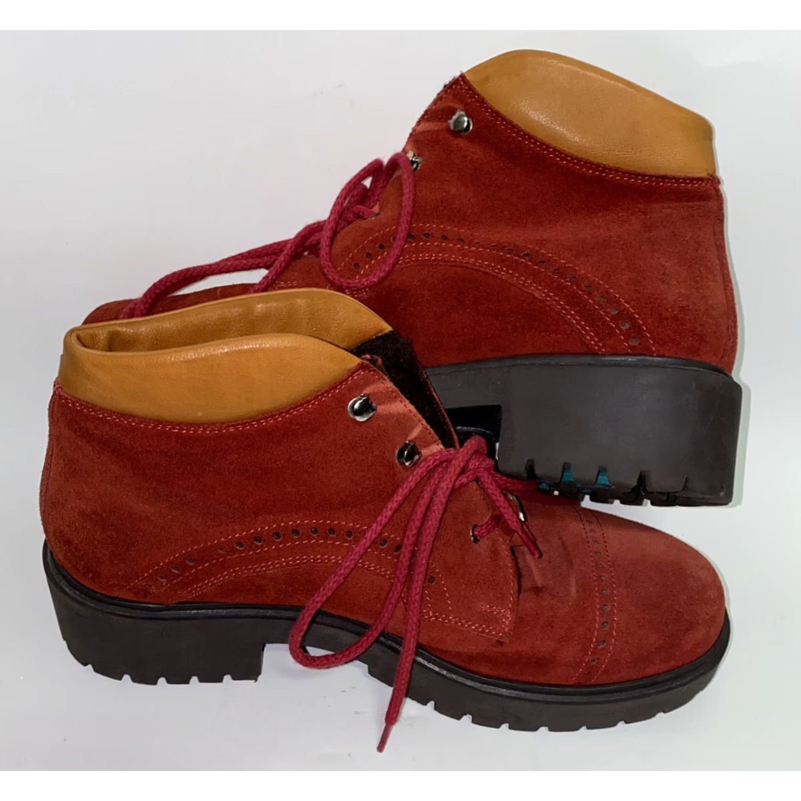 Vintage Alp Trend Boots Womens Size 9 USA 40 EUR Red Suede Leather Lace Up Ankle Size US 9 / IT 39 - 4 Thumbnail