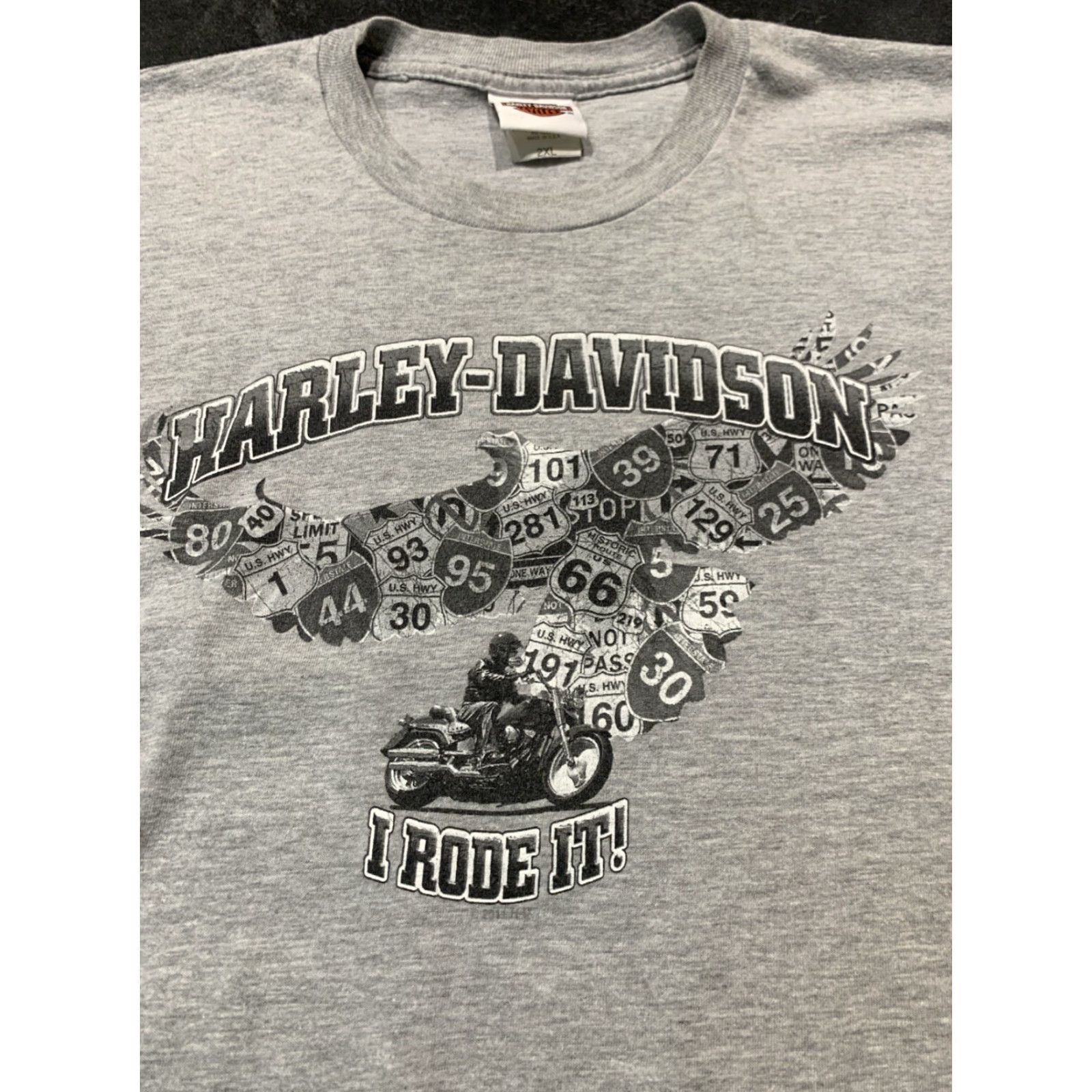 Harley Davidson Harley-Davidson Eagle I Rode It Graphic T-Shirt 2XL Gray Biker 90s Mens Size US XXL / EU 58 / 5 - 3 Thumbnail