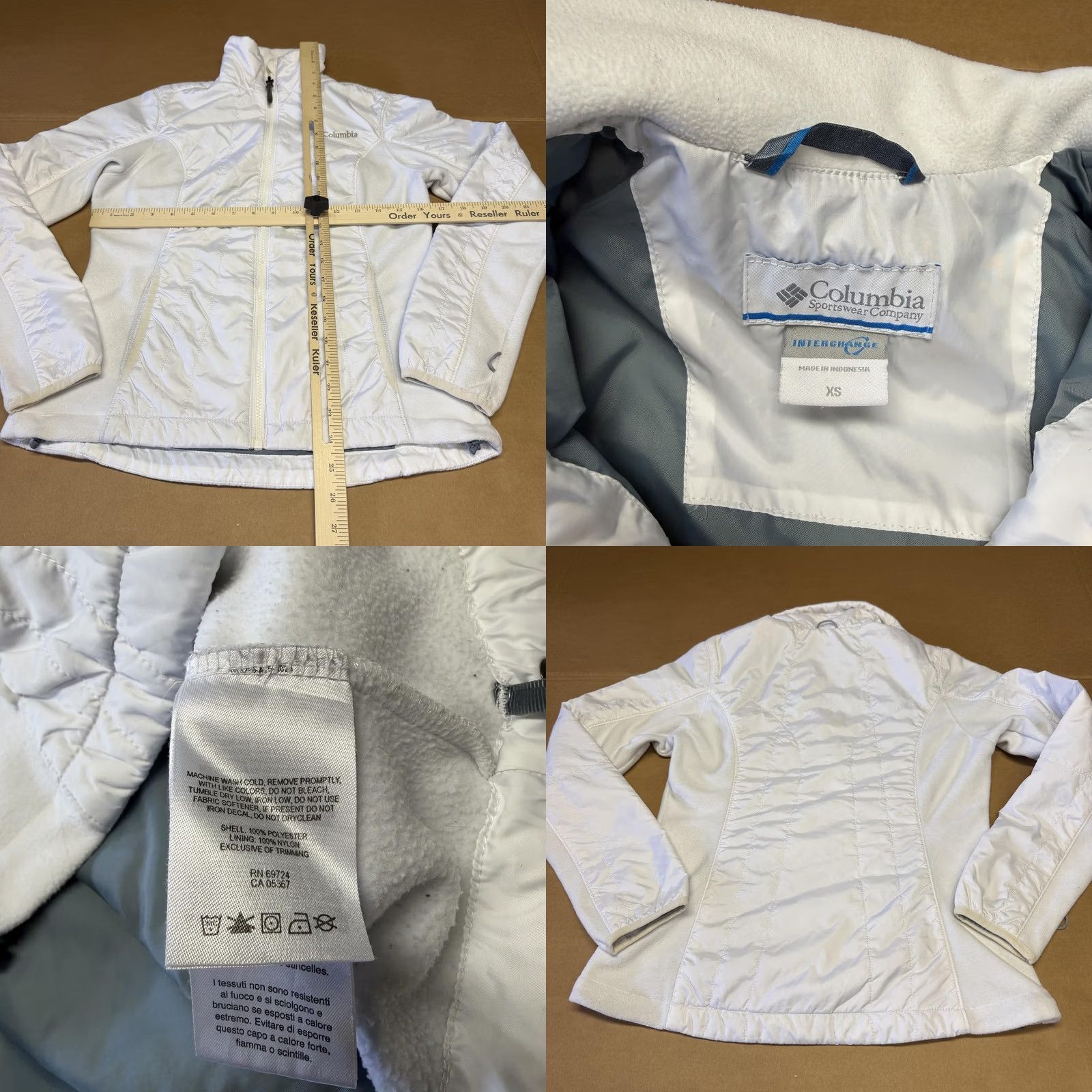Vintage Columbia XS White Quilted Fleece Jacket Women Size XS / US 0-2 / IT 36-38 - 8 Thumbnail