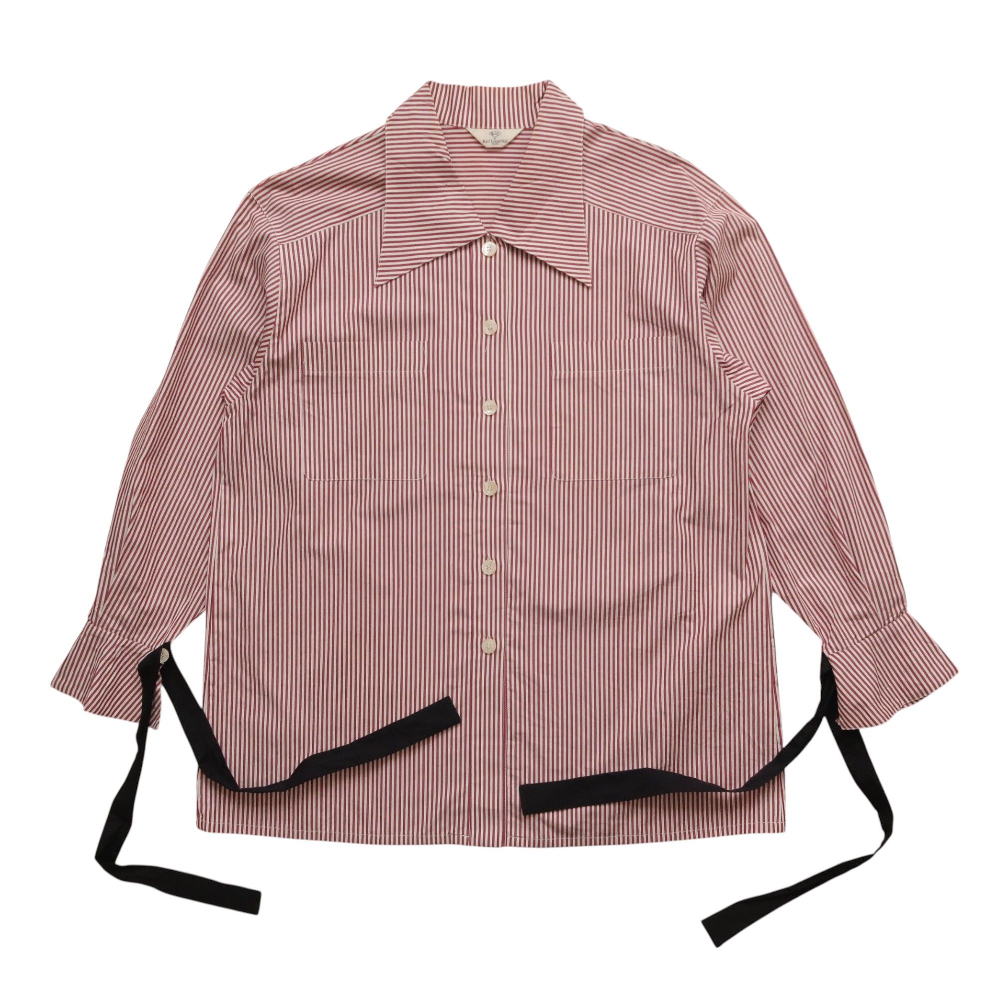 Japanese Brand 1990s Karl Lagerfeld Stripe Party Shirt Laces Size US M / EU 48-50 / 2 - 1 Thumbnail