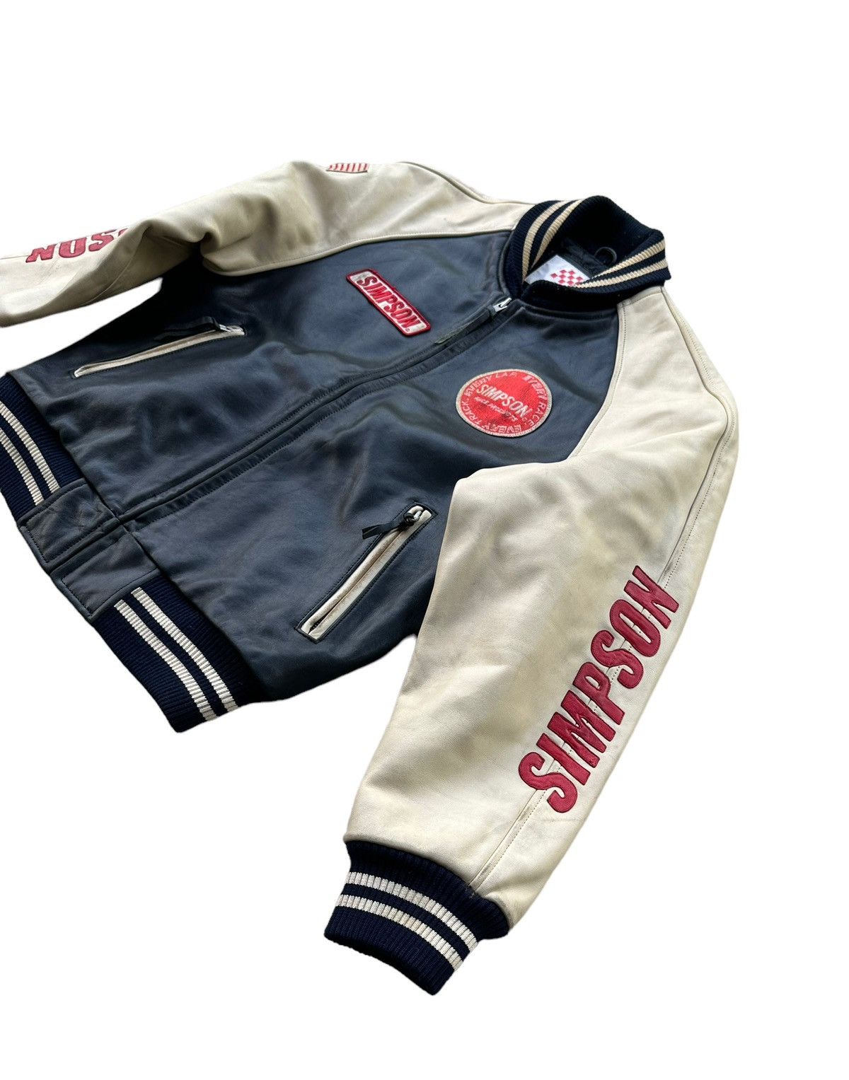 Vintage Vintage Simpson racing leather bomber jacket Size US L / EU 52-54 / 3 - 11 Thumbnail