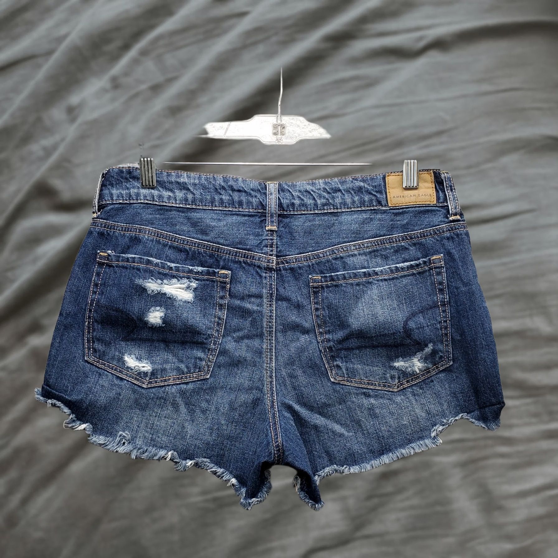 American Eagle Outfitters American Eagle Outfitters Tomgirl Shortie Shorts Womens 4 Blue Denim Distressed Shirt Size 27" / US 4 / IT 40 - 1 Thumbnail