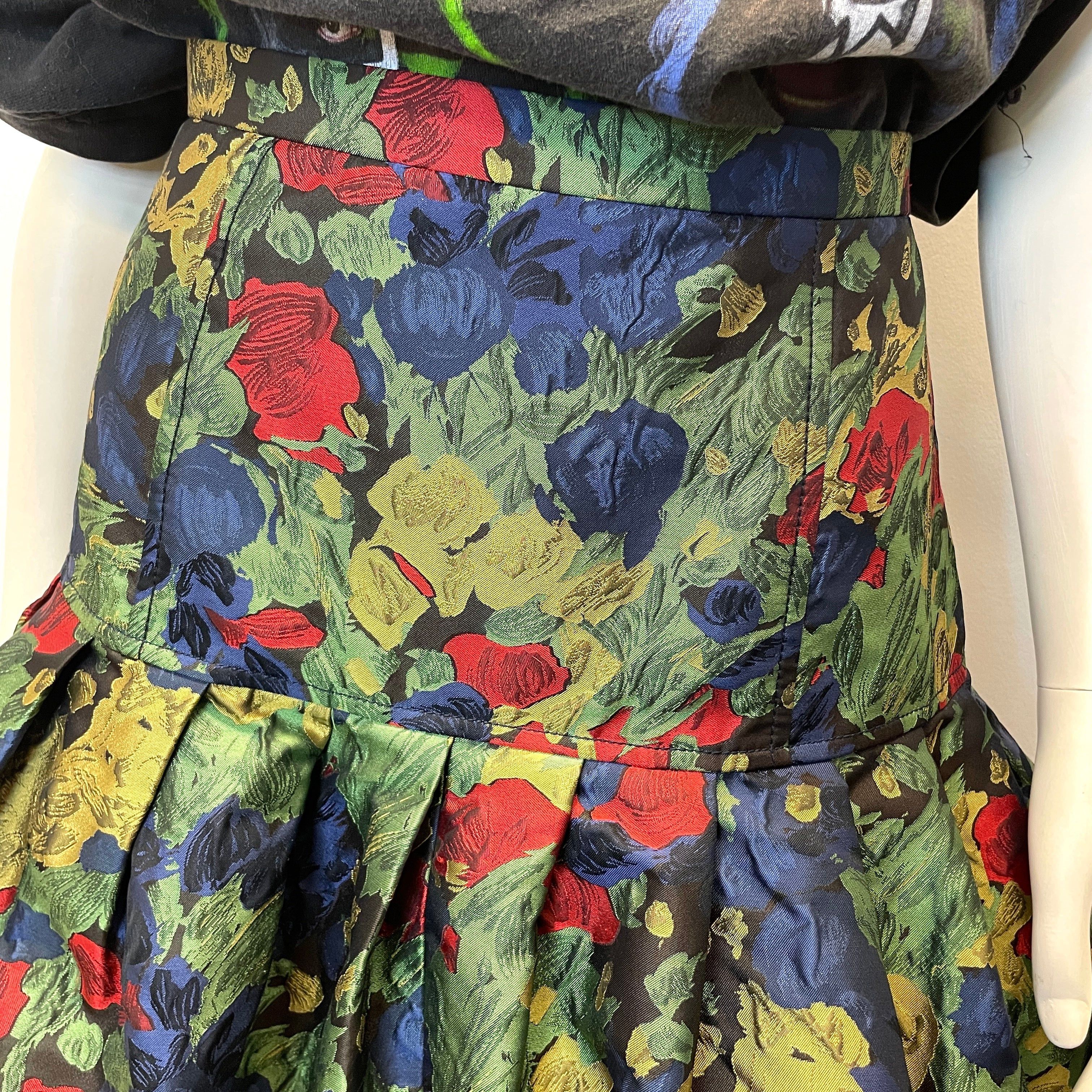Oscar De La Renta Oscar De La Renta Fall '08 Vintage Designer Floral Silk Jacquard Skirt Made In USA Size 29" Size 24" / US 00 / IT 34 - 4 Thumbnail