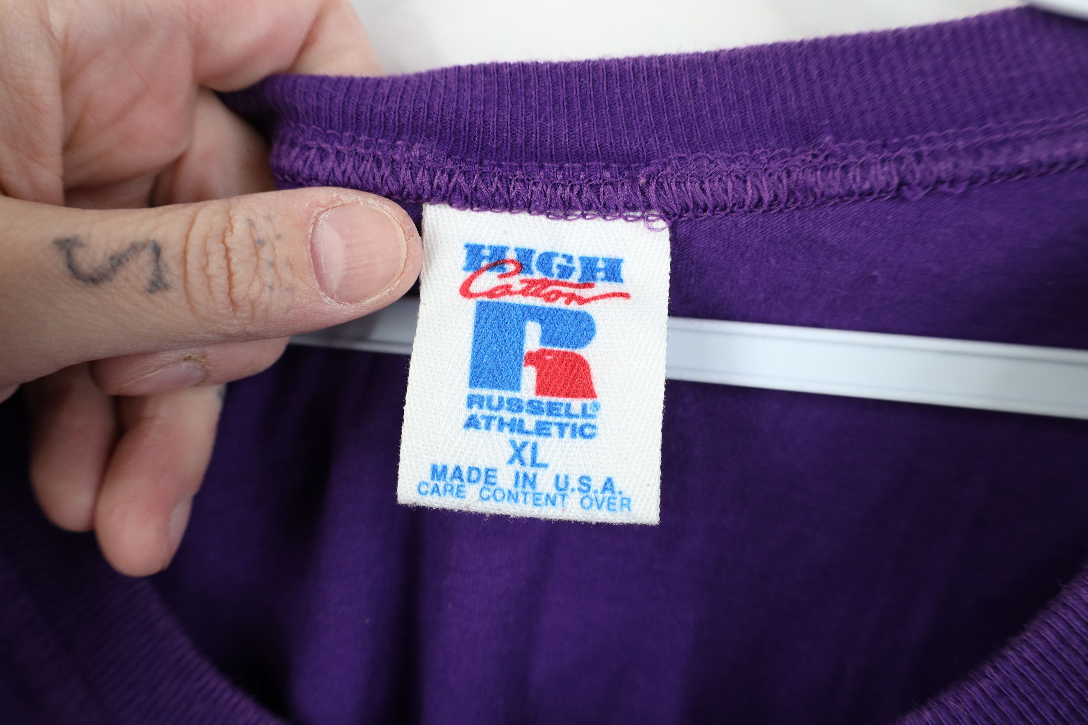 Russell Athletic Vintage 90s Russell Athletic Blank Cotton T-Shirt Purple USA Size US XL / EU 56 / 4 - 8 Thumbnail