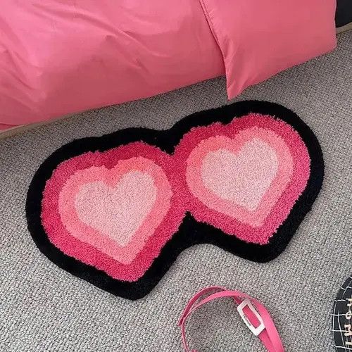 Other Black Pink Heart Shape Anti Slip Rugs Size ONE SIZE - 4 Thumbnail