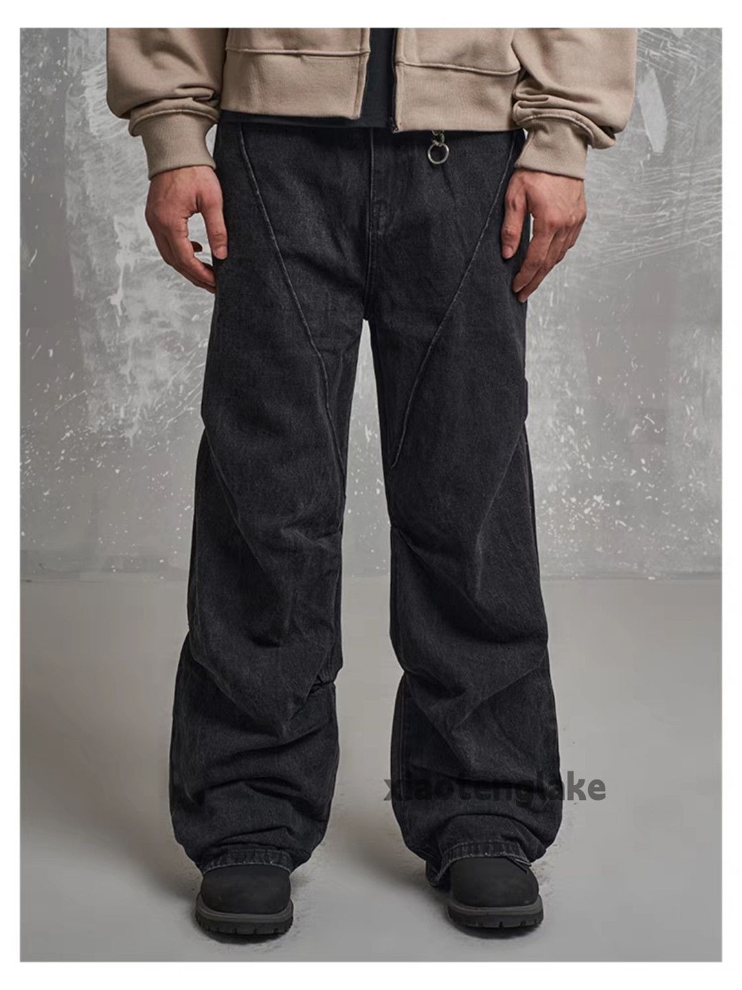 Jean × Vintage washed faded pleated loose baggy hiphop flared jeans Size US 32 / EU 48 - 7 Thumbnail