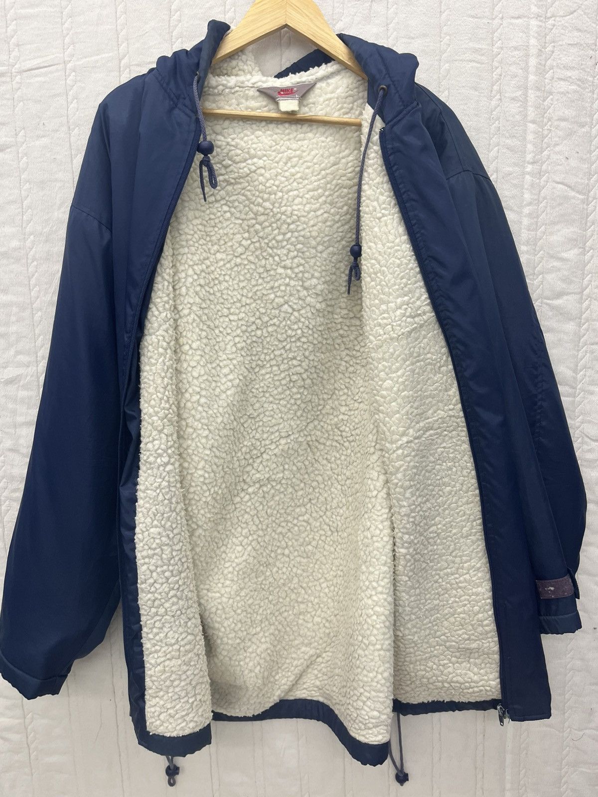 Japanese Brand × Nike × Vintage ARCHIVES🔥NIKE SWOOSH BACK HIT SHEARLING JACKET HOODED Size US L / EU 52-54 / 3 - 9 Thumbnail