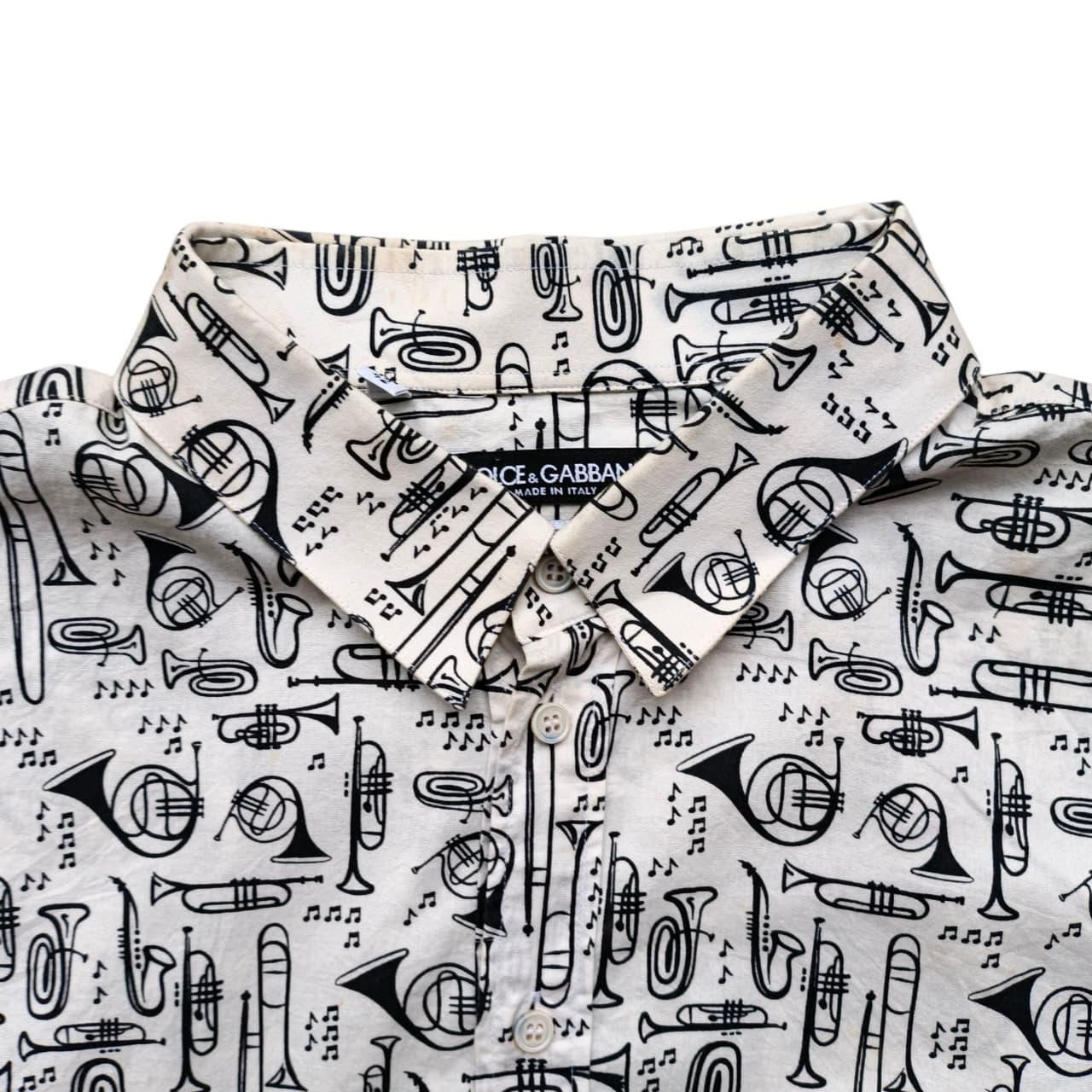 Dolce & Gabbana DOLCE & GABBANA Blouse White Musical Instrument Size US L / EU 52-54 / 3 - 3 Thumbnail
