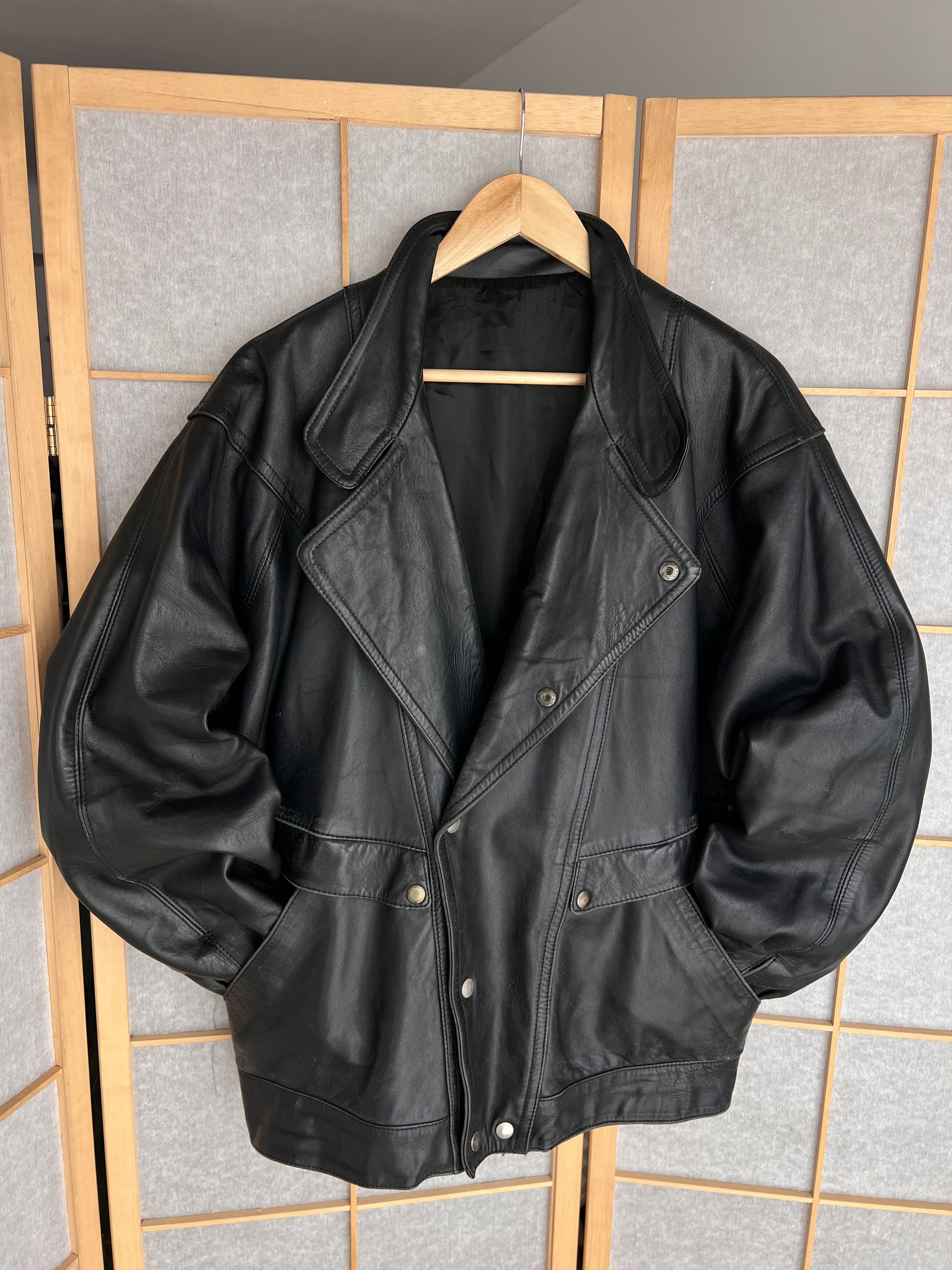 Hysteric Glamour Rare Asymmetric rick owens type leather bomber racing jacket Size US L / EU 52-54 / 3 - 12 Thumbnail