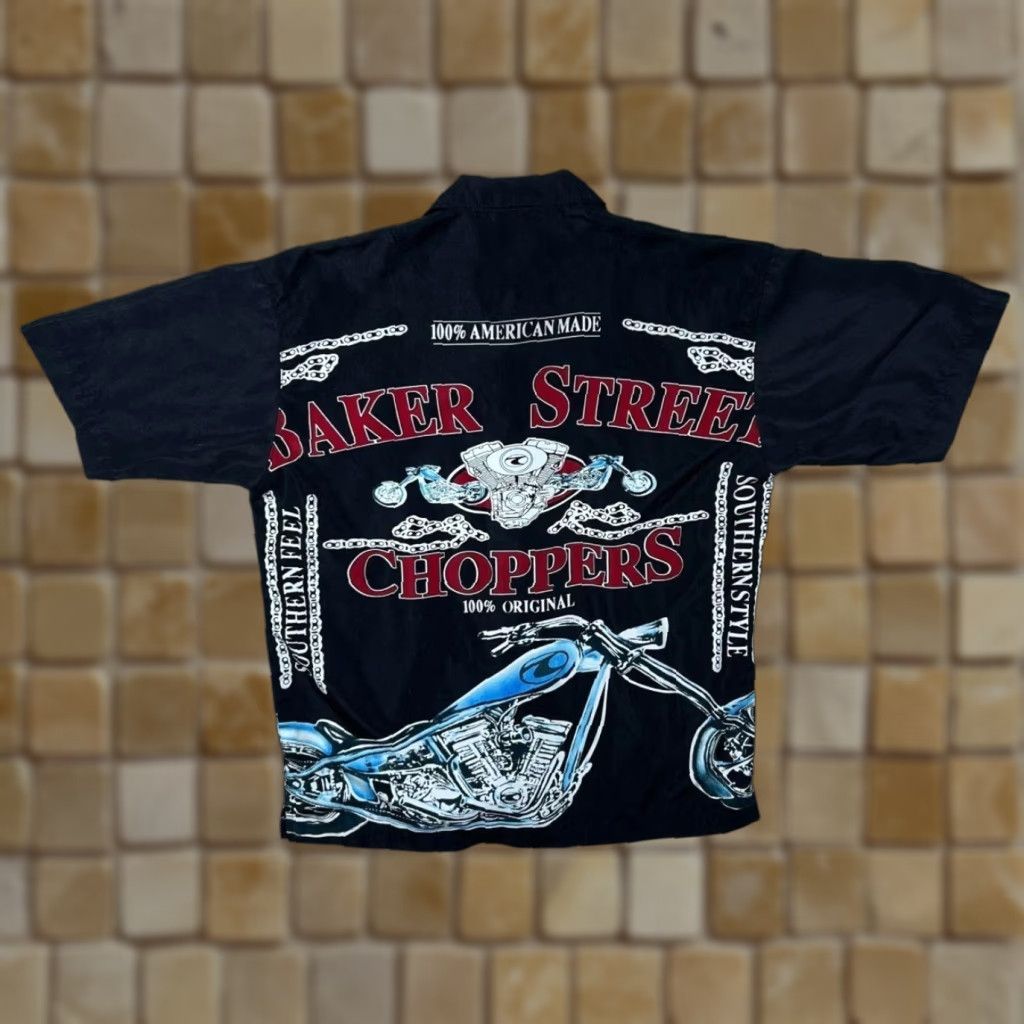 Vintage Extreme Zone Baker Street Choppers Goth Biker Y2K Black Polyester Shirt XS S Button-Up Short Sleeve Collared Mens Vintage 2000s Size US S / EU 44-46 / 1 - 1 Thumbnail